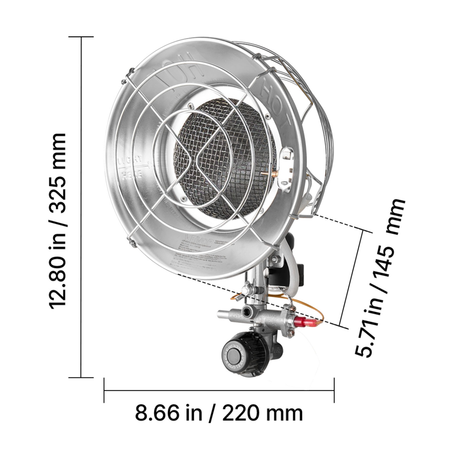 VEVOR 15000 BTU Propane Tank Top Heater with Portable Trolley, Rapid Heating 180-Degree Infrared Radiant Tank Top Gas Heater for 20-40lb Propane