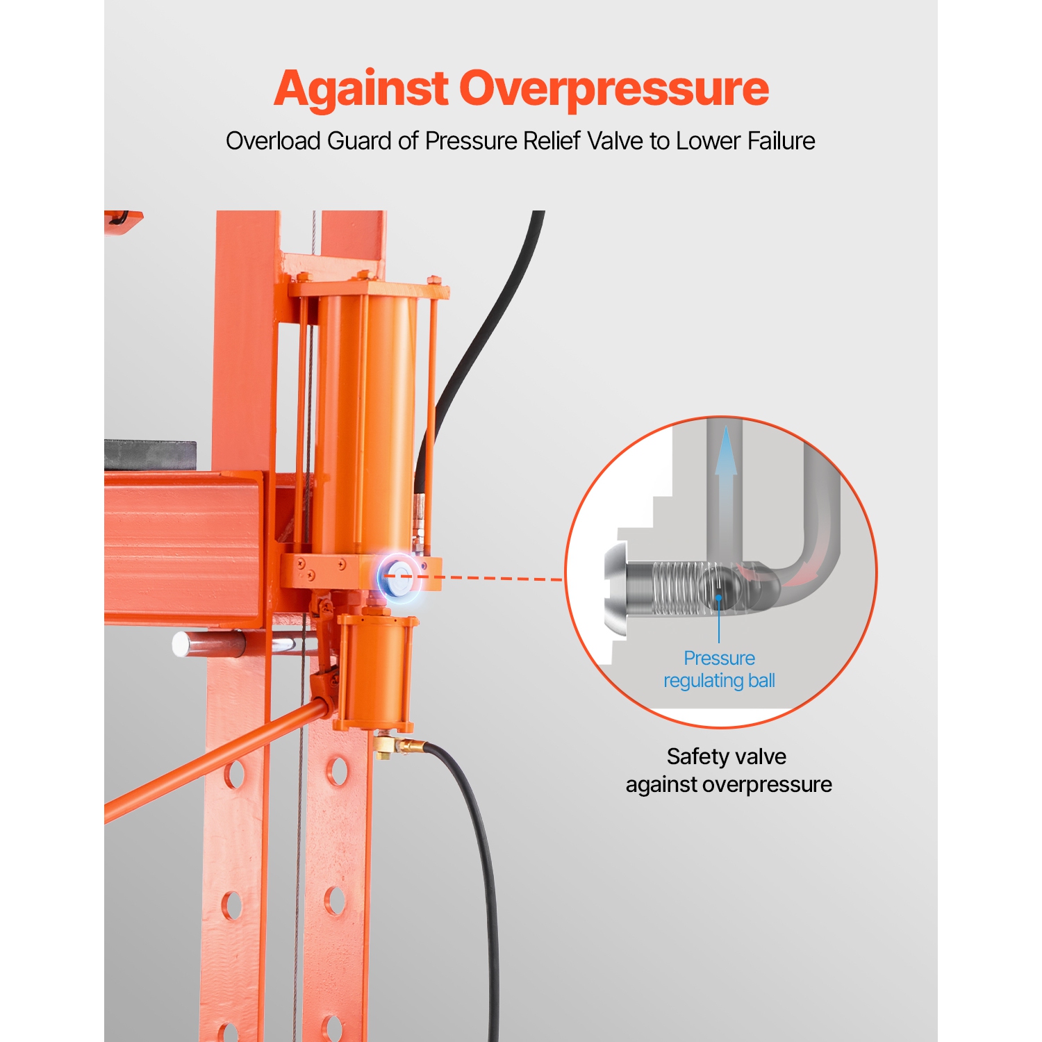 VEVOR 50T Hydraulic Shop Press, H-Frame Pneumatic Press with Plate & Triangular Support, Stable Garage Floor Adjustable Press with Relief Valve, for