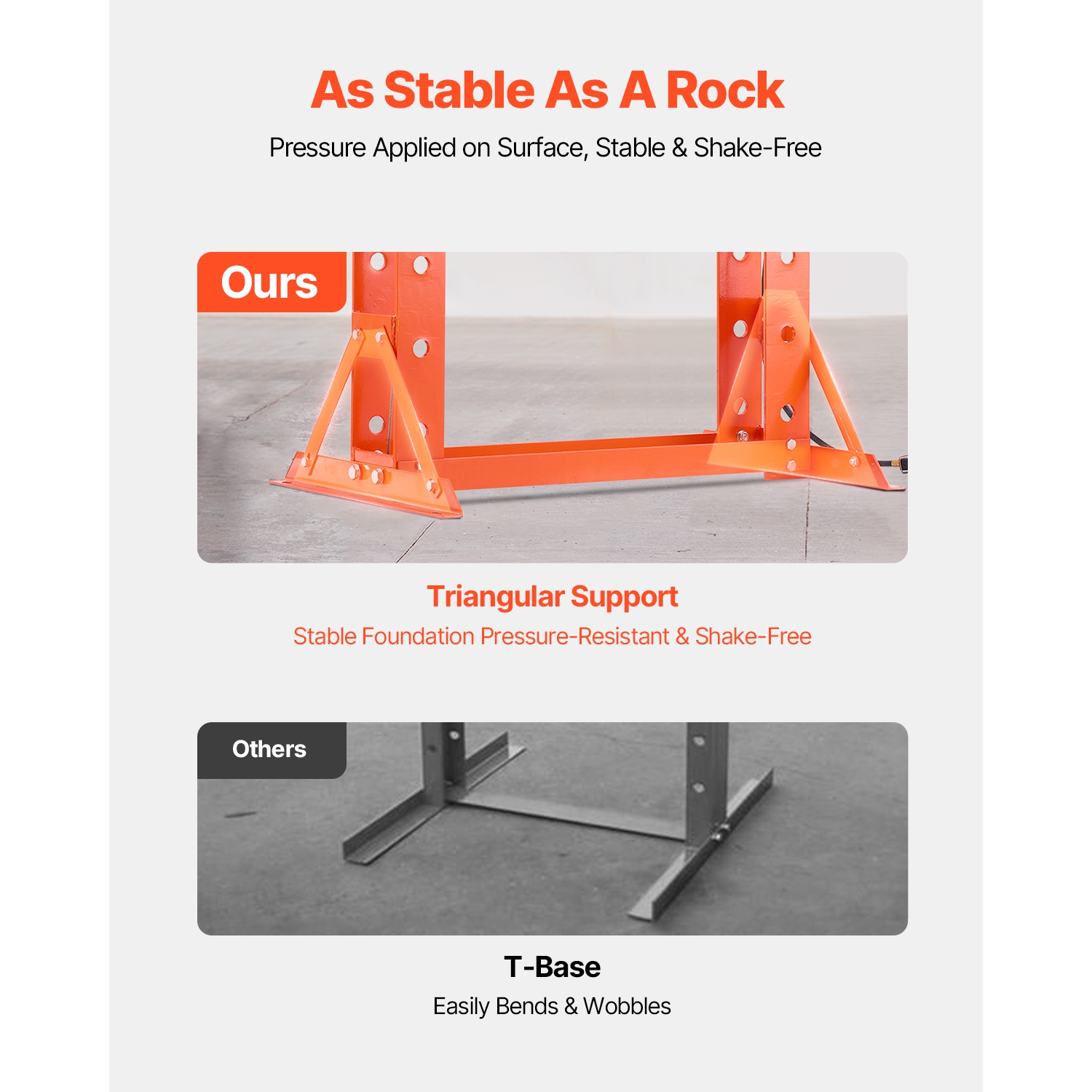 VEVOR 50T Hydraulic Shop Press, H-Frame Pneumatic Press with Plate & Triangular Support, Stable Garage Floor Adjustable Press with Relief Valve, for