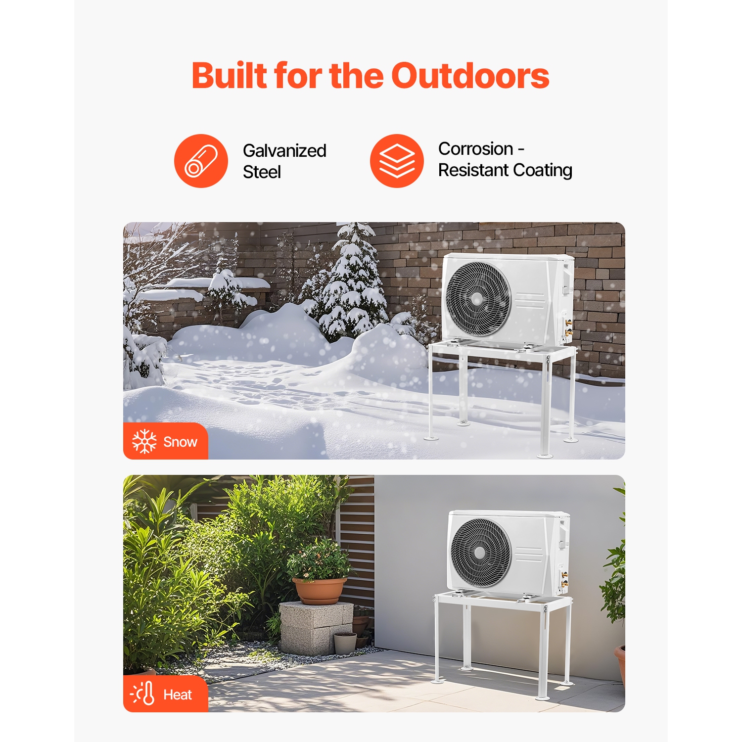 VEVOR Mini Split Ground Stand, Adjustable Anti-Vibration, fits 9000-18000 BTU Ductless Air Conditioner Heat Pump, Heavy Duty AC Base Bracket Floor