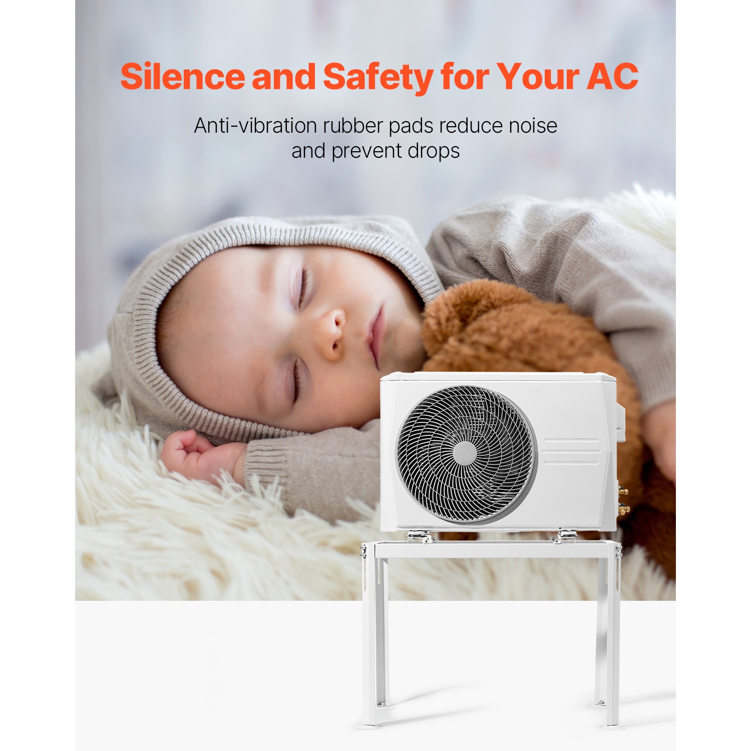 VEVOR Mini Split Ground Stand, Adjustable Anti-Vibration, fits 9000-18000 BTU Ductless Air Conditioner Heat Pump, Heavy Duty AC Base Bracket Floor