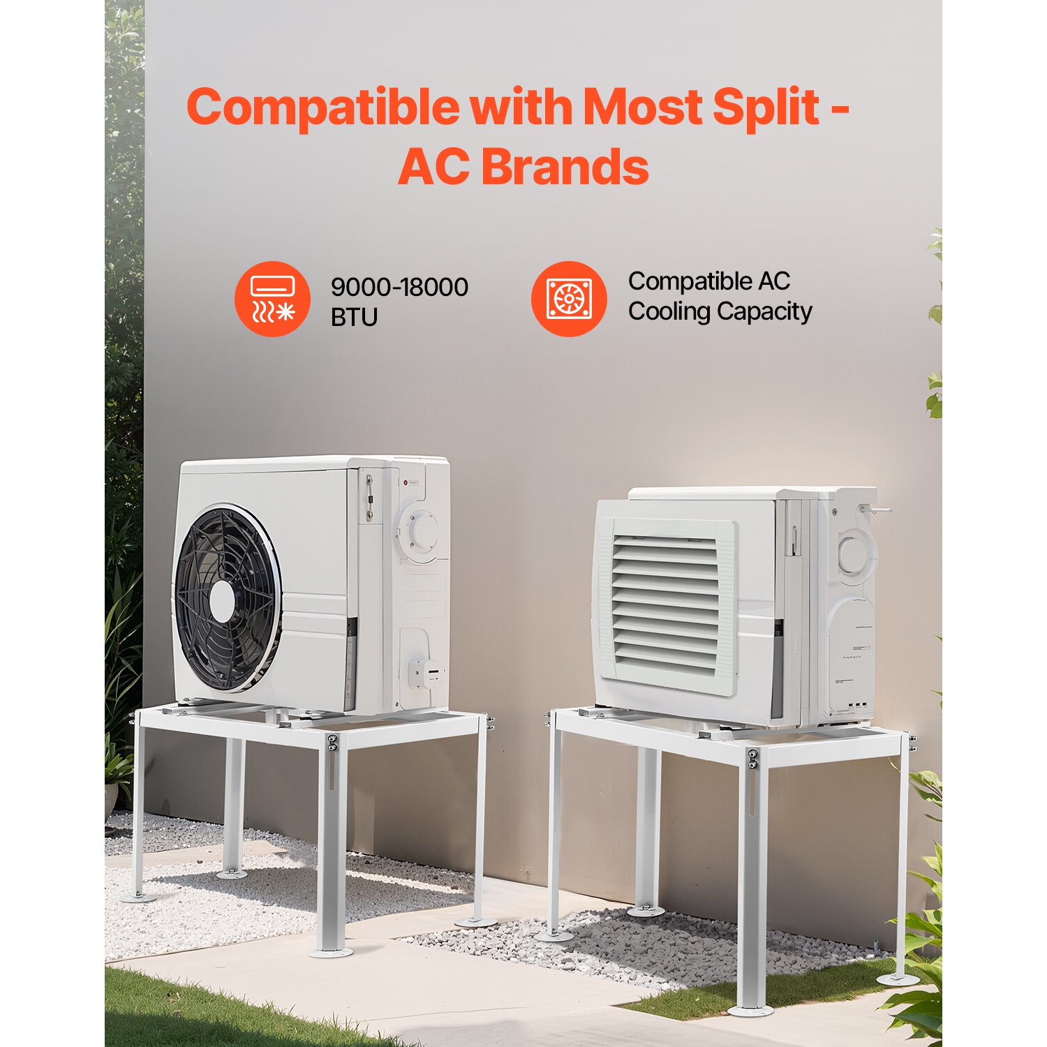 VEVOR Mini Split Ground Stand, Adjustable Anti-Vibration, fits 9000-18000 BTU Ductless Air Conditioner Heat Pump, Heavy Duty AC Base Bracket Floor