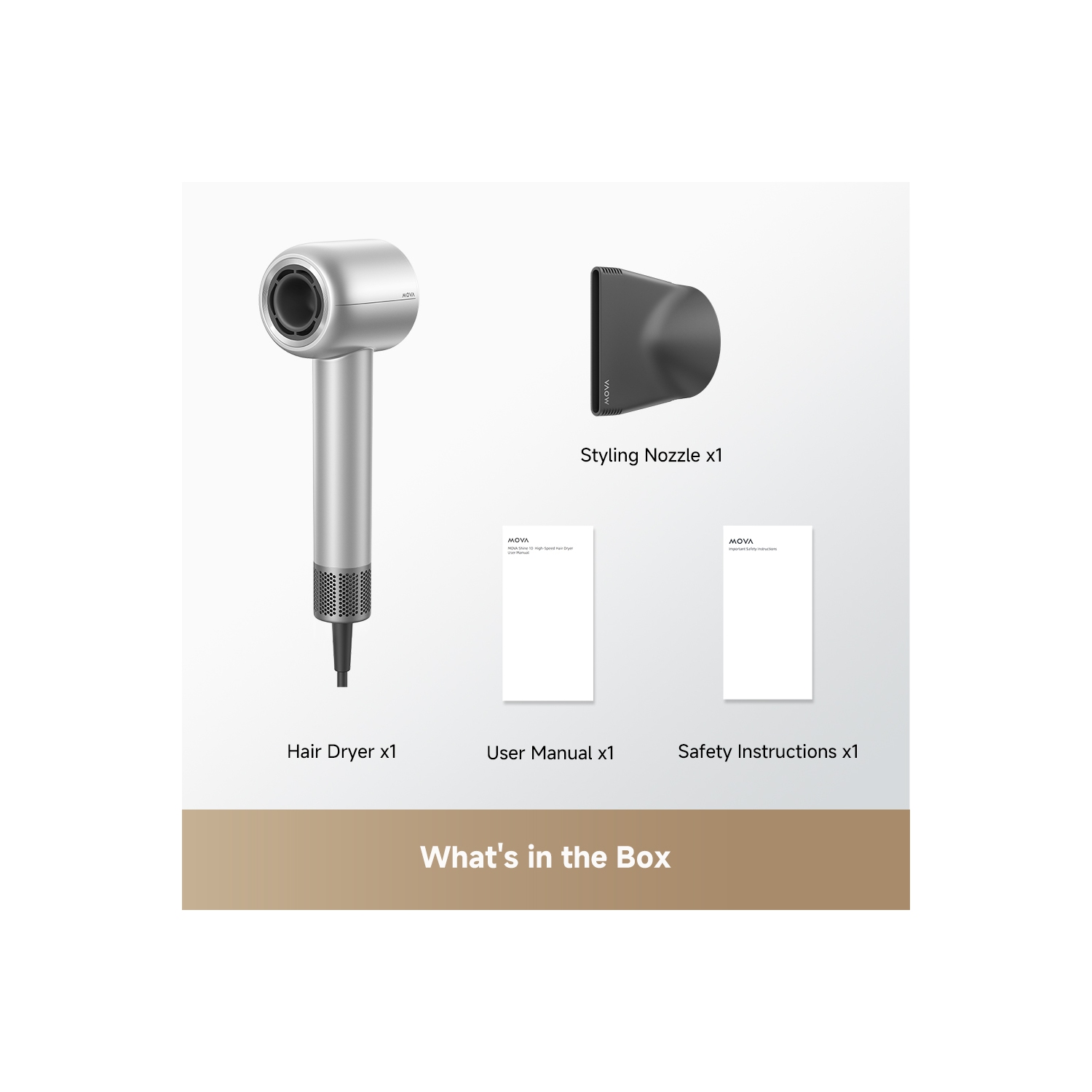 MOVA Shine 10 High-speed Hair Dryer, 110,000RPM Brushless Motor Blow Dryer Plasma Hair Care for Gentle Drying, 4 Modes 2 Speed for Your Perfect Style