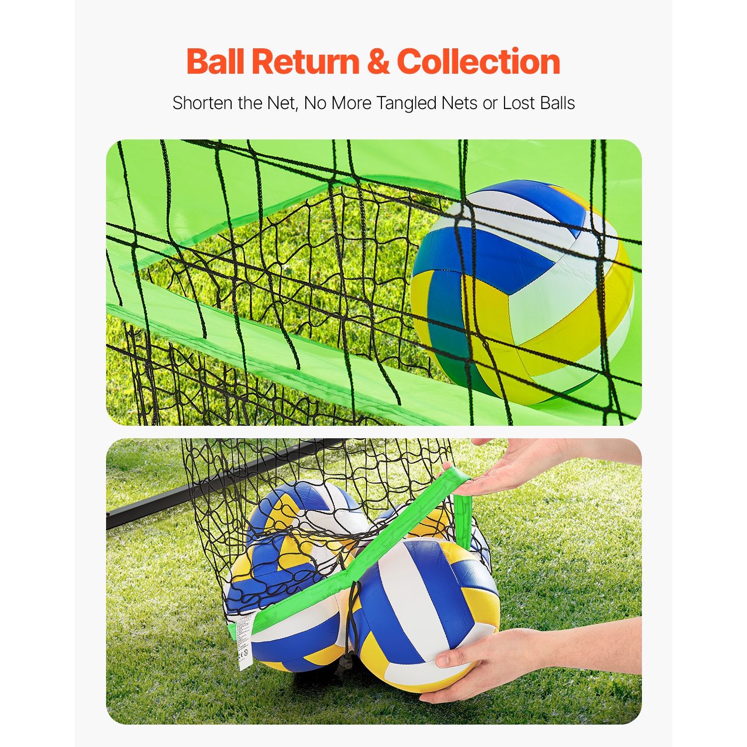 VEVOR 8x11ft Volleyball Training Net System, Freely Height-Adjustable Practice Equipment with Ball Return, Easy Setup for Backyard Indoor Outdoor