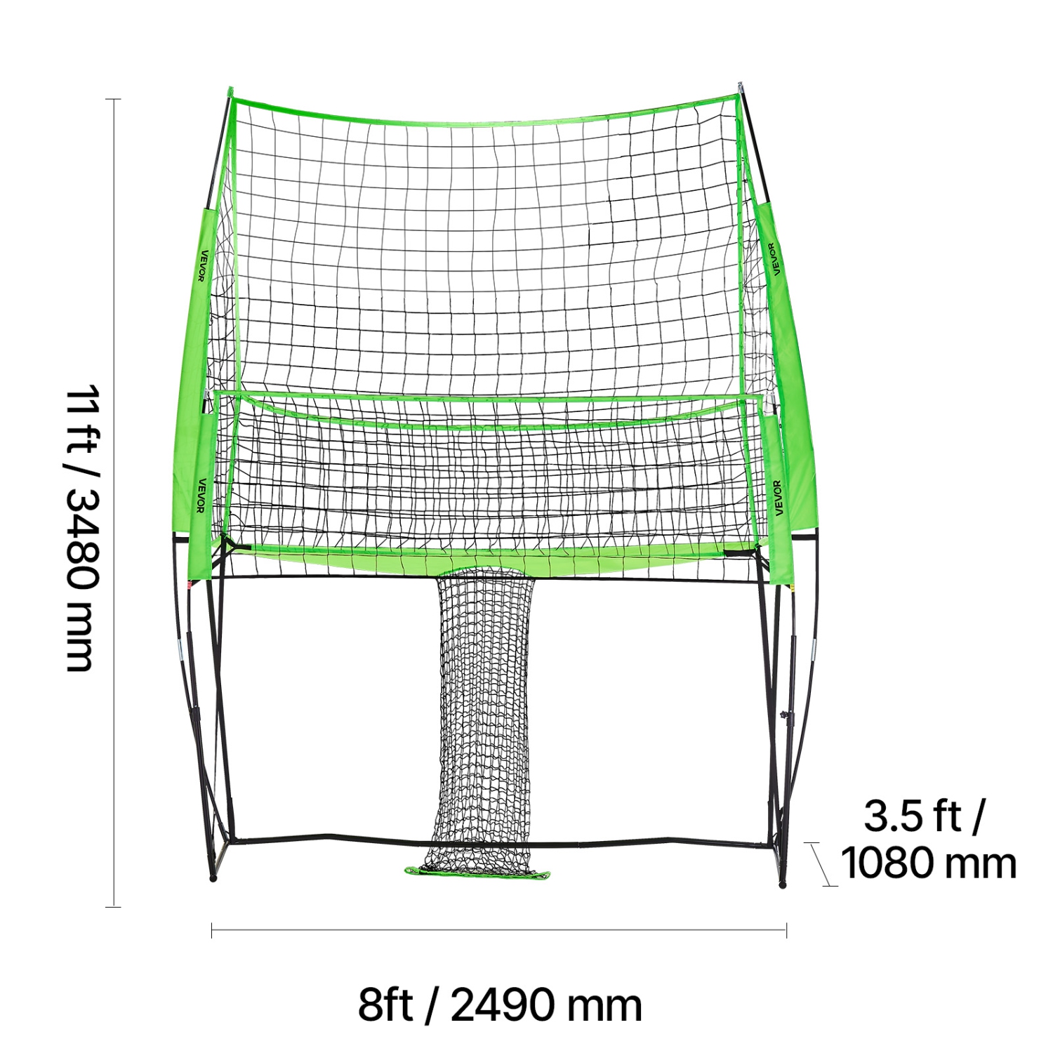 VEVOR 8x11ft Volleyball Training Net System, Freely Height-Adjustable Practice Equipment with Ball Return, Easy Setup for Backyard Indoor Outdoor