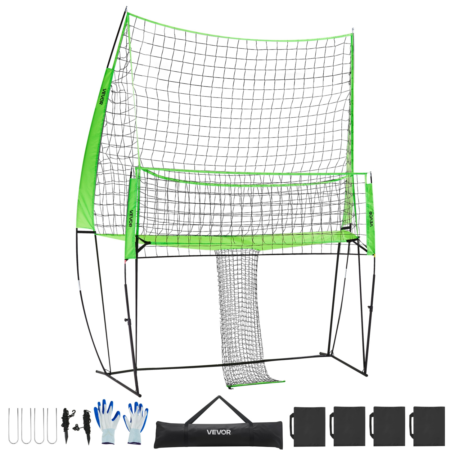 VEVOR 8x11ft Volleyball Training Net System, Freely Height-Adjustable Practice Equipment with Ball Return, Easy Setup for Backyard Indoor Outdoor