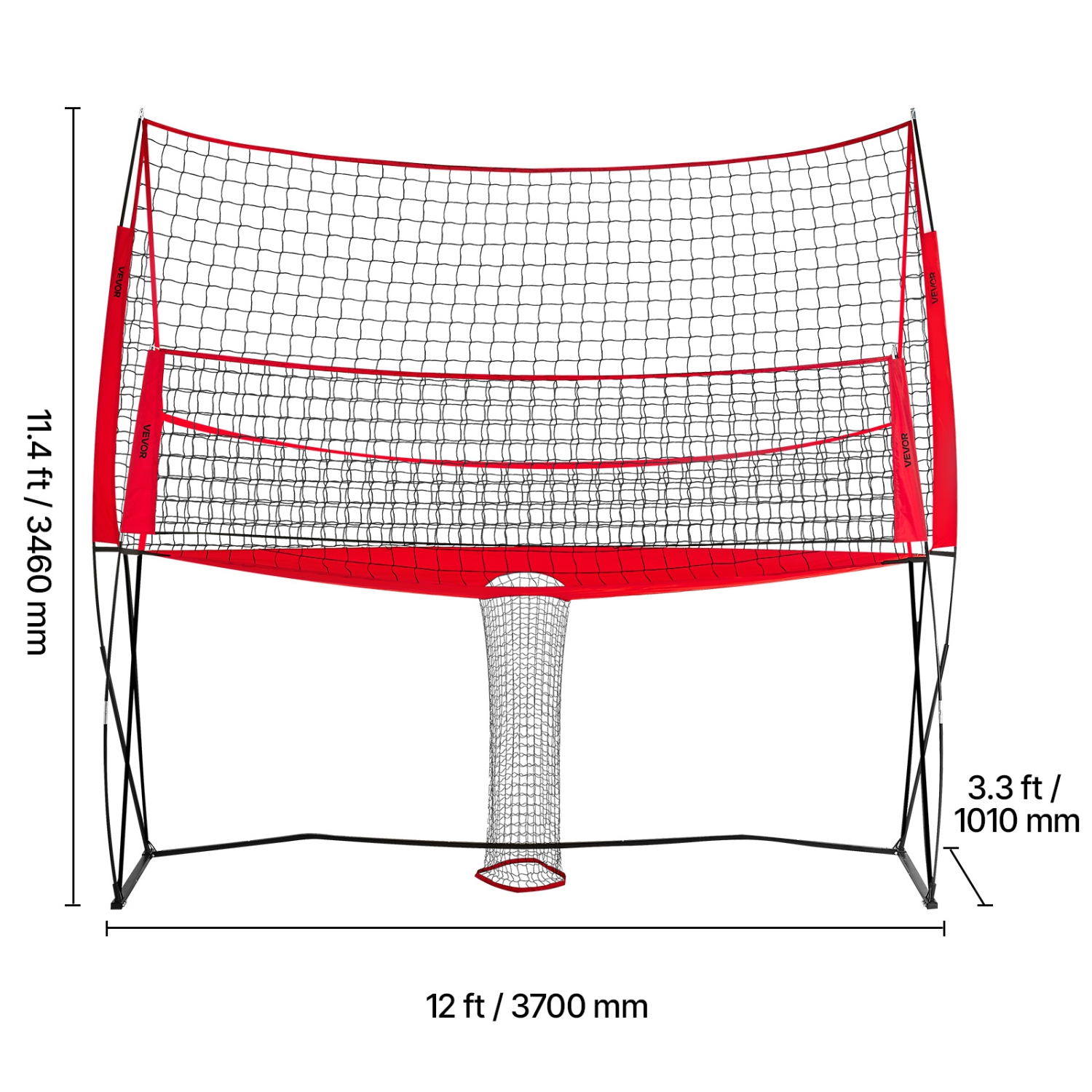 VEVOR 2-in-1 Volleyball Training Net System, Freely Height-Adjustable Practice Equipment with Ball Return, Portable Net, Easy Setup for Backyard
