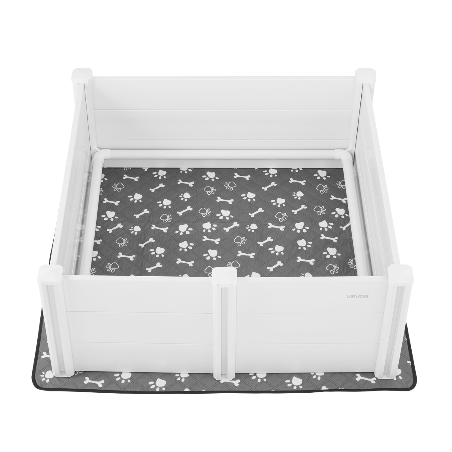 VEVOR 48 x 48 x 18.1 in Dogs Whelping Box, Plastic PVC Puppies Playpen with Height Adjustable Door and Washable Pee Pad, Anti-Deformation, for Large
