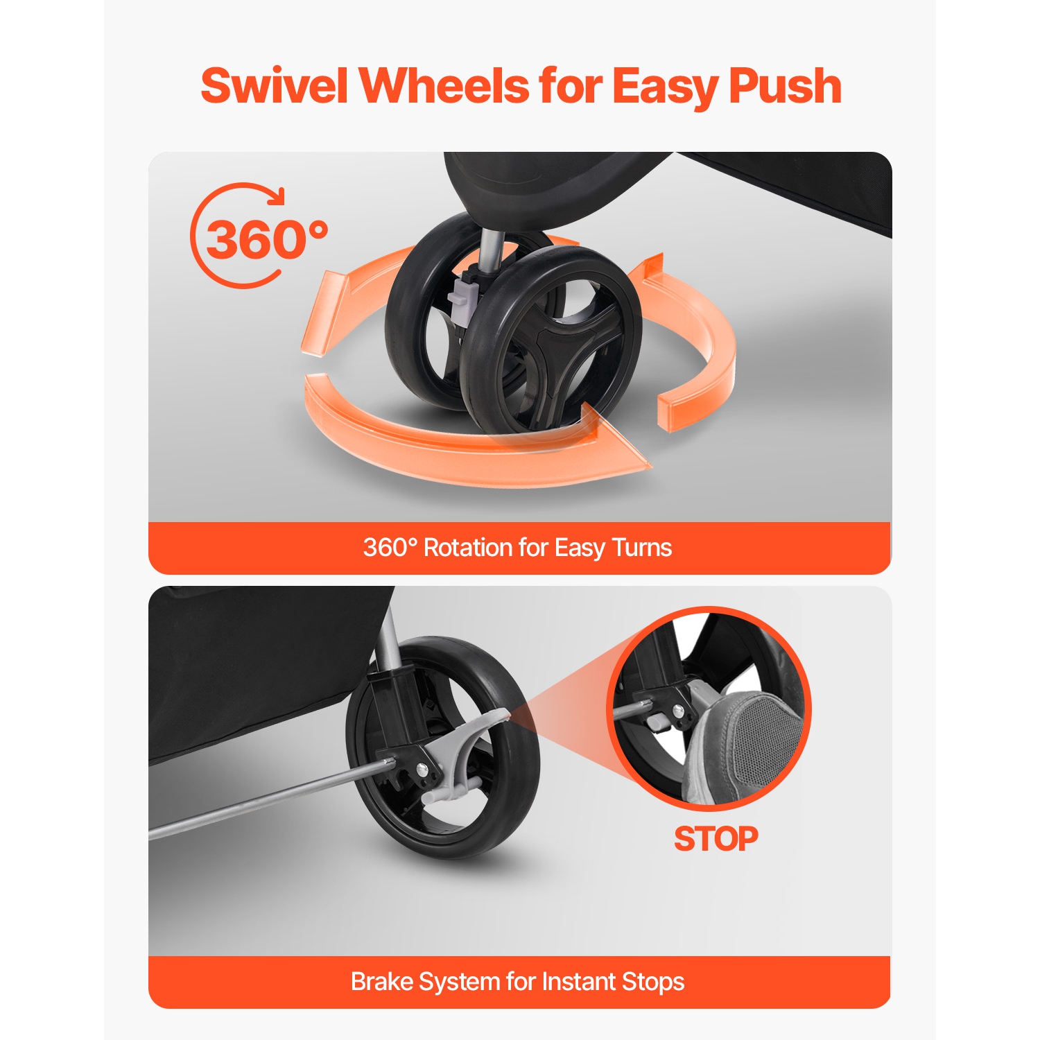 VEVOR 35lbs Capacity Pet Stroller, Foldable Stroller Cart, 3-Wheel Stroller with Mesh Windows and Cup Holders, Portable Pet Carrier Stroller with