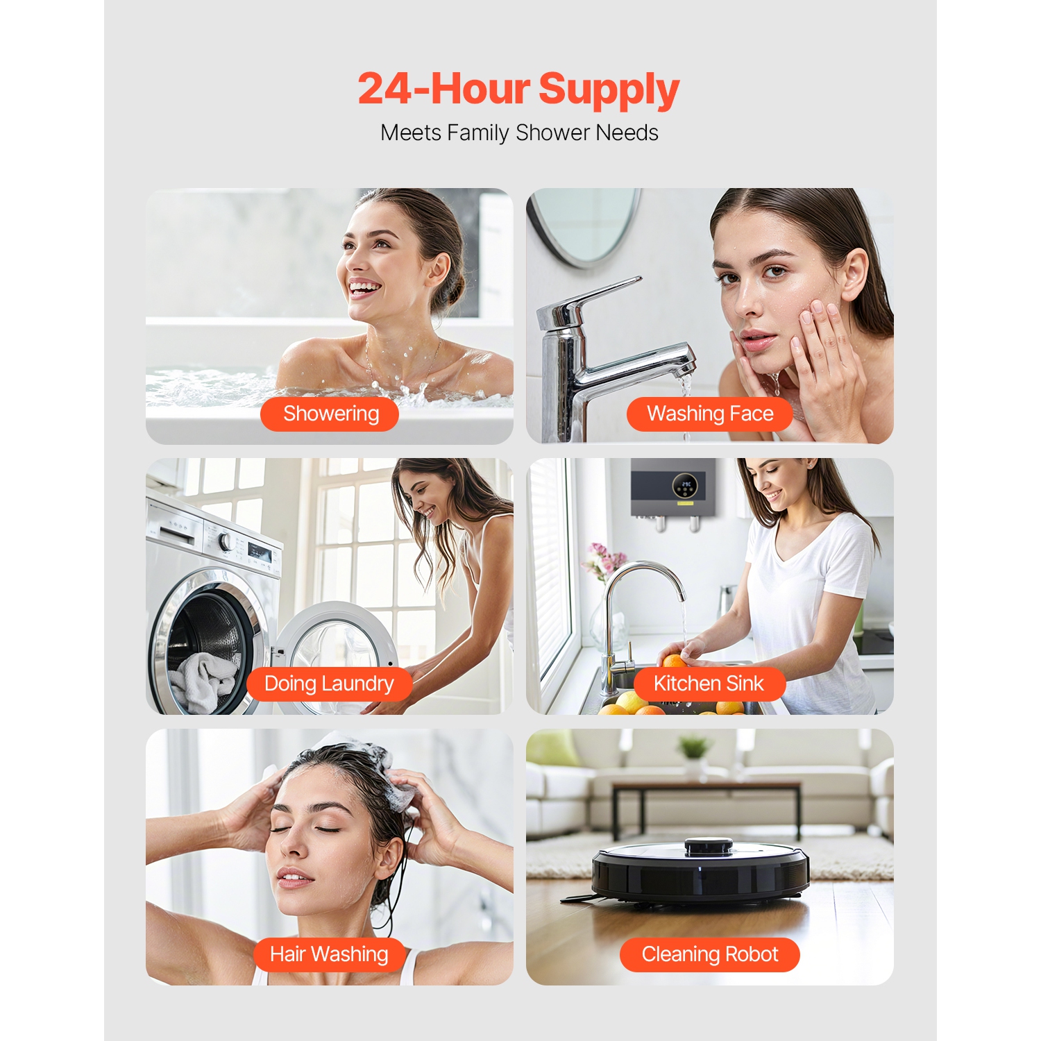 VEVOR 36kW Tankless Electric Water Heater, Instant Hot Water Heater Under Sink, On Demand for Bathroom, Kitchen, Office with LCD Touch Screen,Child