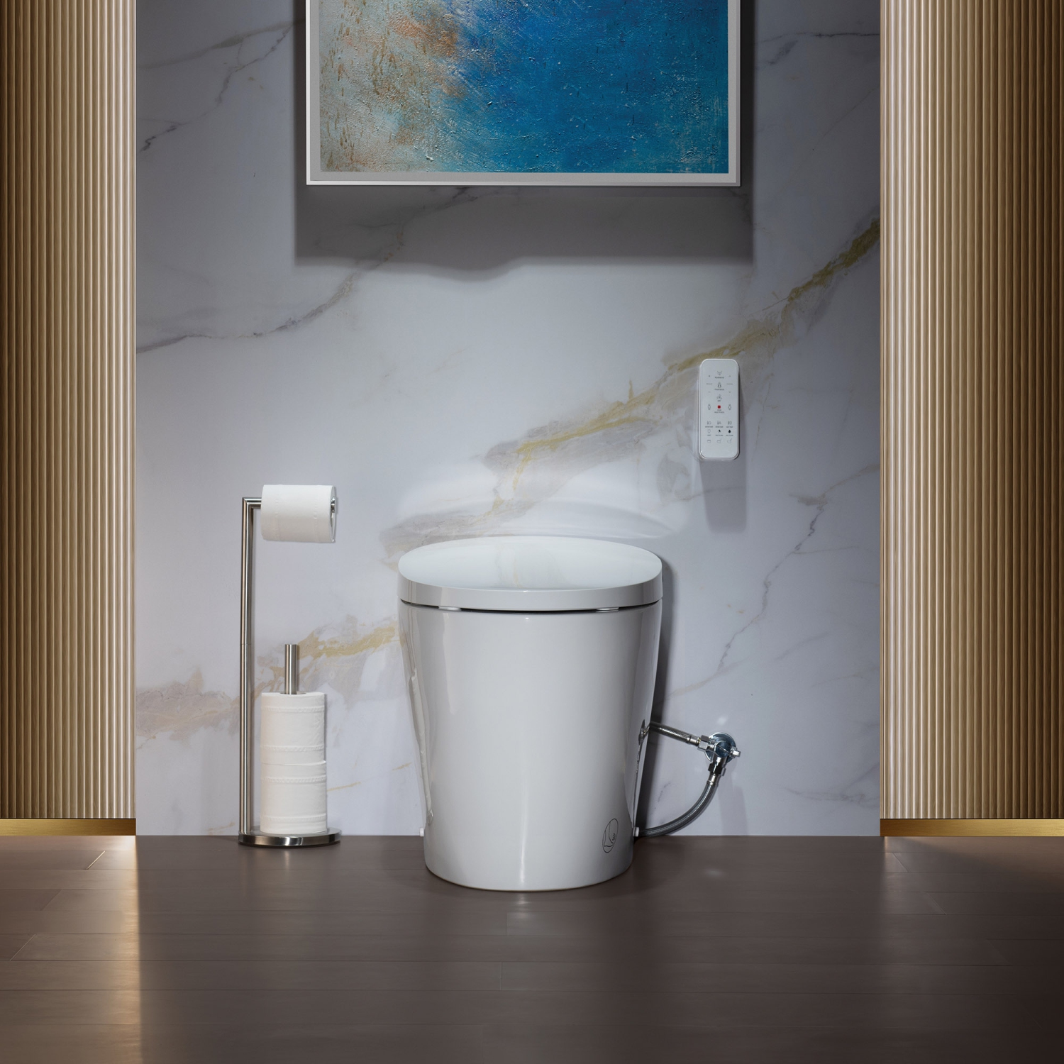 WOODBRIDGE One Piece Elongated Smart Toilet Bidet, Auto Open & Close, Auto Flush, Foot Sensor Operation, Heated Seat with Integrated Multi Function