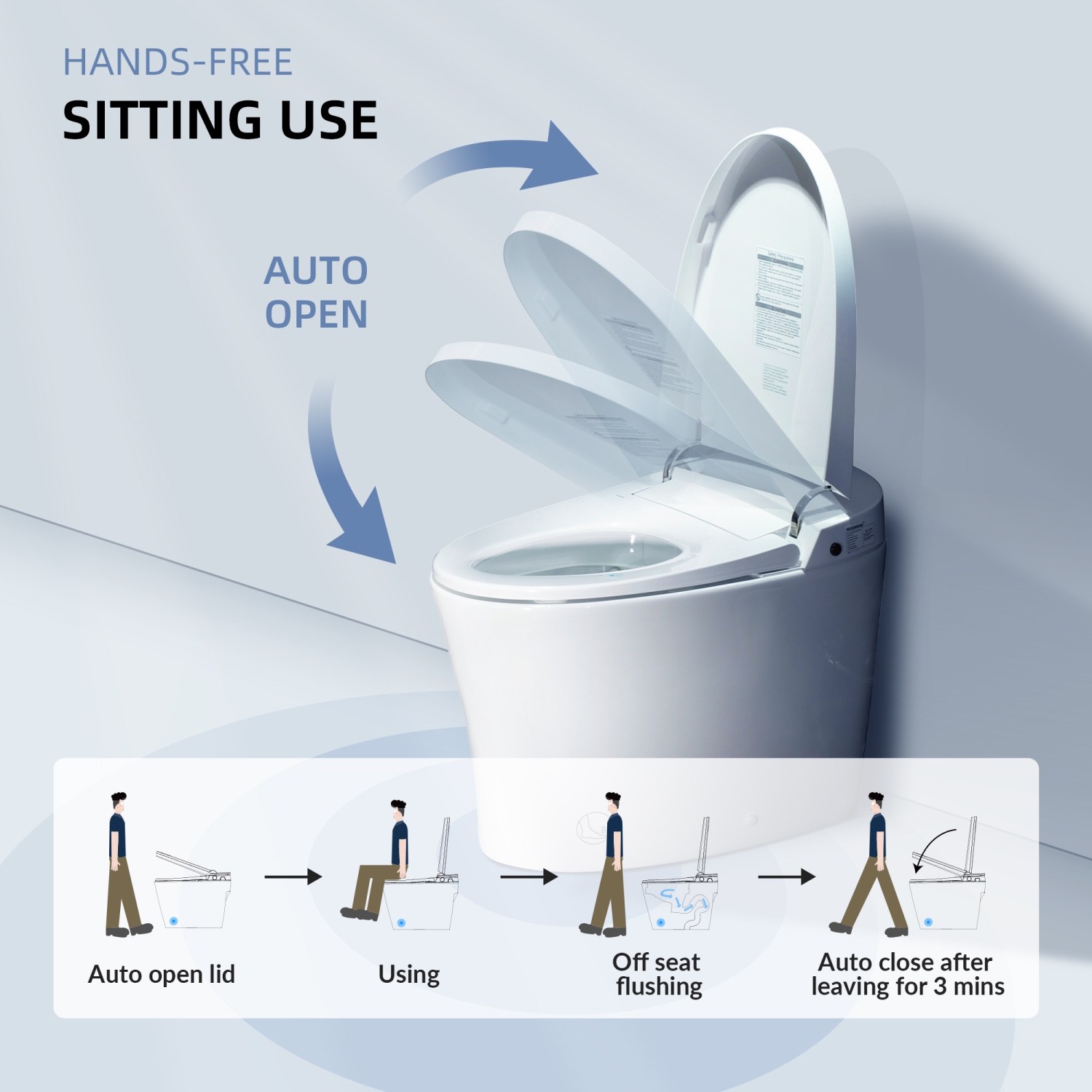 WOODBRIDGE One Piece Elongated Smart Toilet Bidet, Auto Open & Close, Auto Flush, Foot Sensor Operation, Heated Seat with Integrated Multi Function