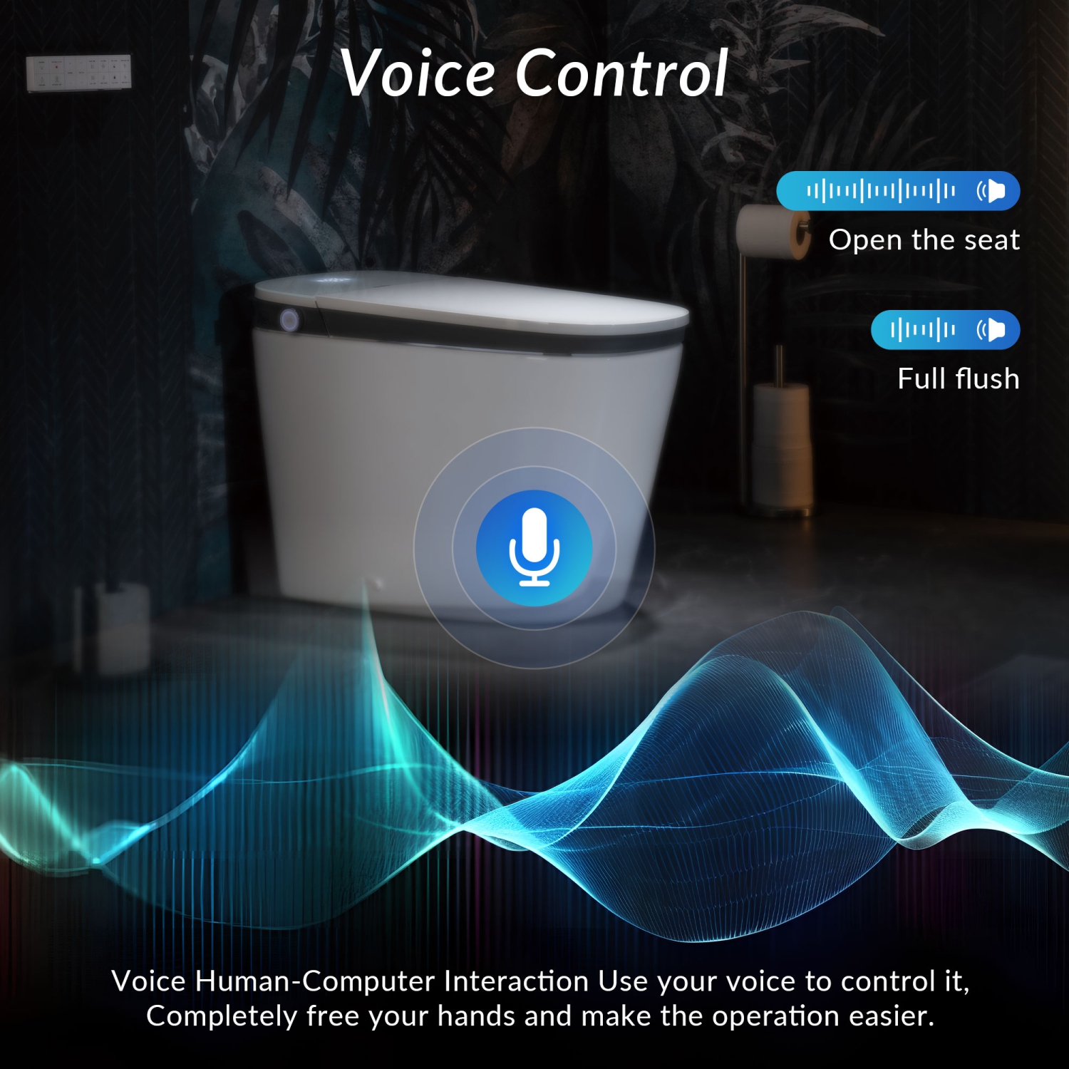 WOODBRIDGE Smart Toilet with 1.28 GPF Dual Flush Auto Open/Close,Foot Sensor Flush,Voice Control,1000 Gram Map Flushing Score,LED Display,Chair