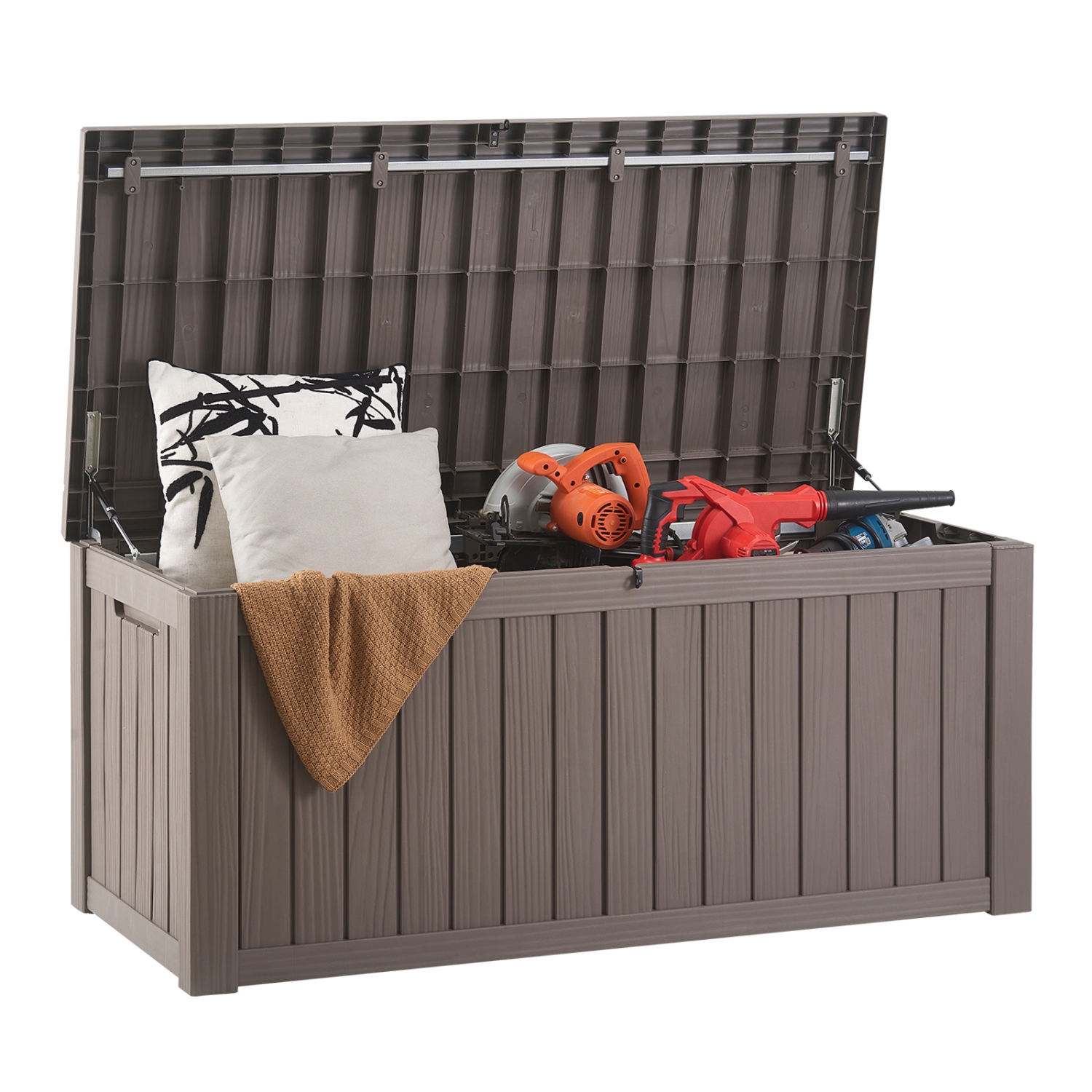 VEVOR 120 Gallon Outdoor Storage Box, Resin Deck Box, Lockable Backyard Toy and Towel Storage Cabinet Waterproof, for Patio Furniture Cushions,