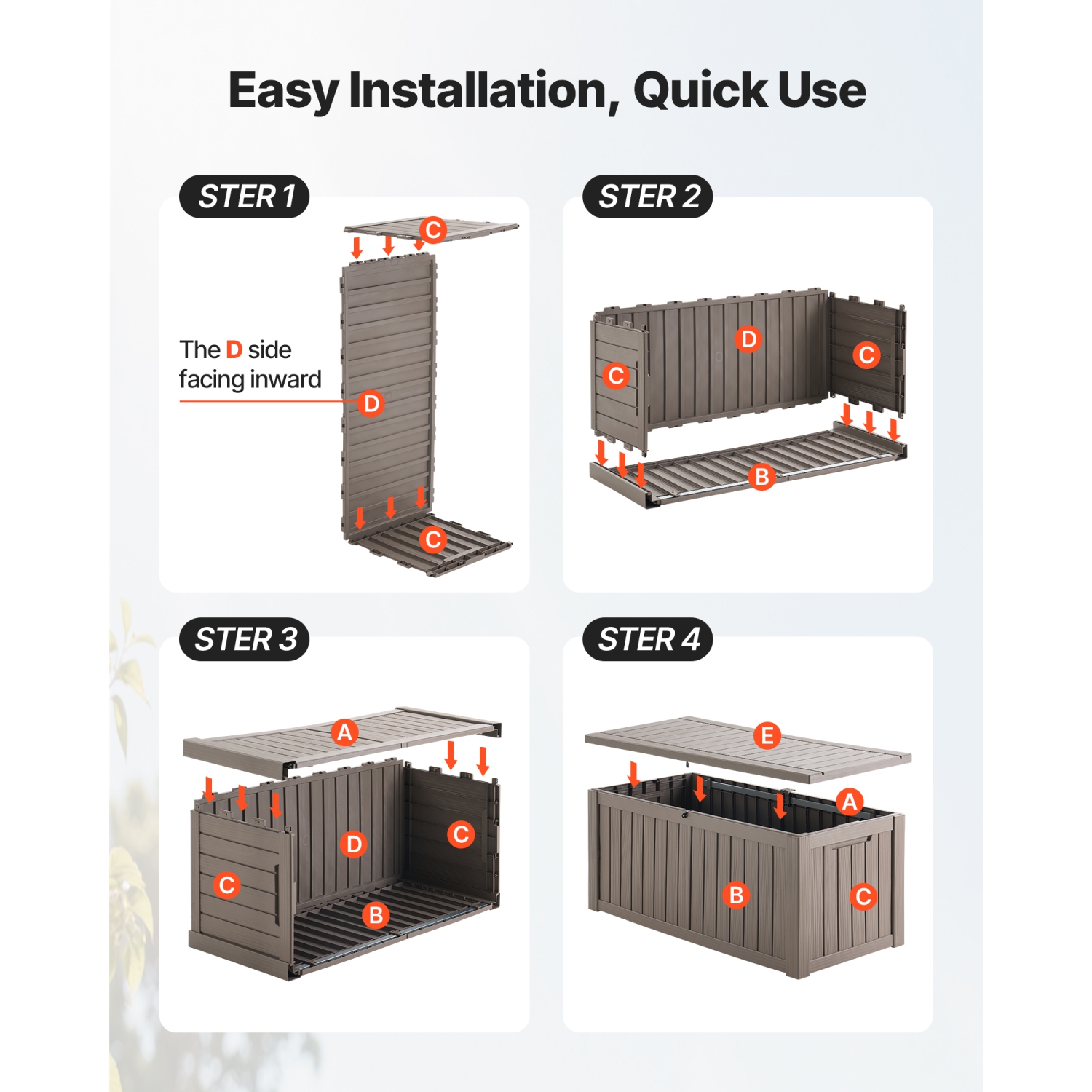 VEVOR 120 Gallon Outdoor Storage Box, Resin Deck Box, Lockable Backyard Toy and Towel Storage Cabinet Waterproof, for Patio Furniture Cushions,