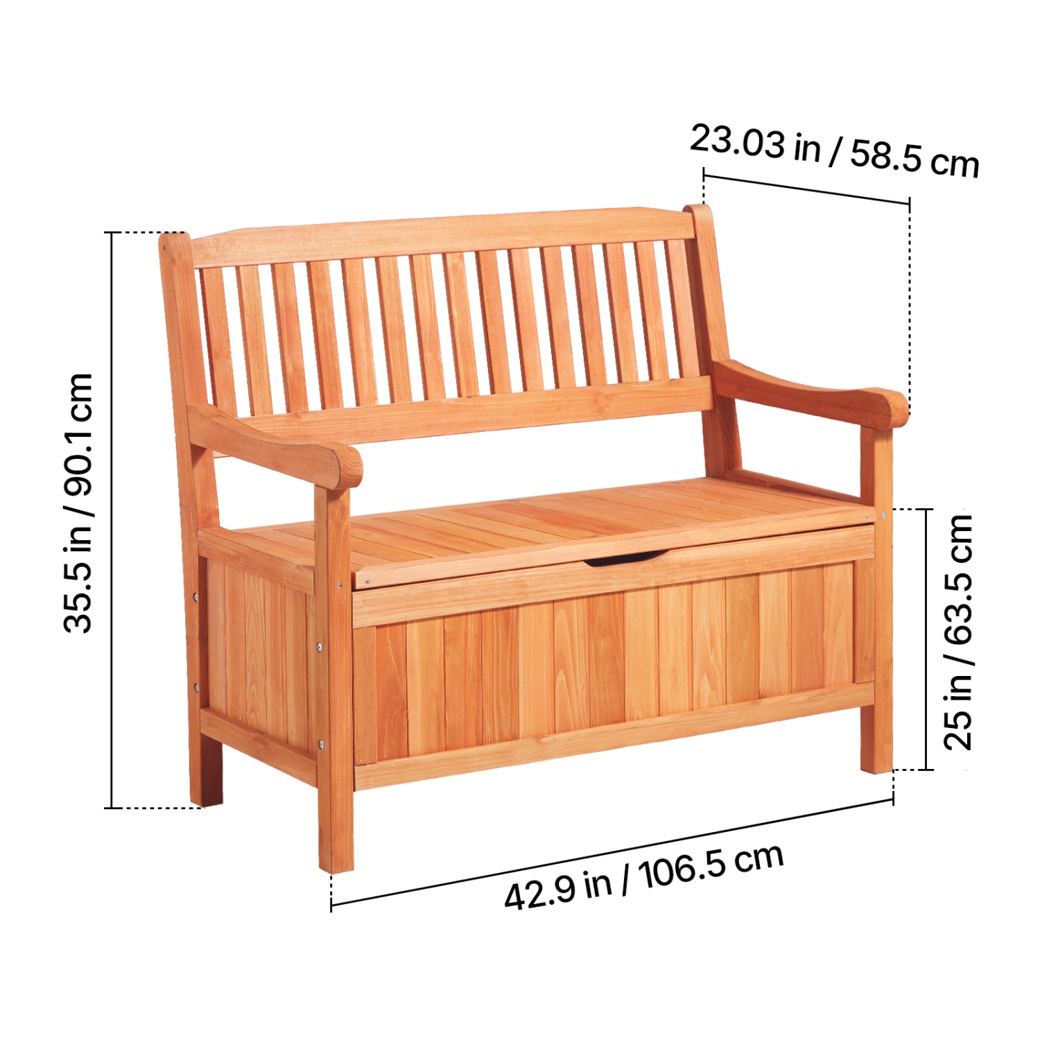 VEVOR 33 Gallons Outdoor Storage Bench,2-Person Wooden Storage Bench, Deck Box with Side Handle,Supports up to 705 lbs, Weatherproof Outdoor Seating