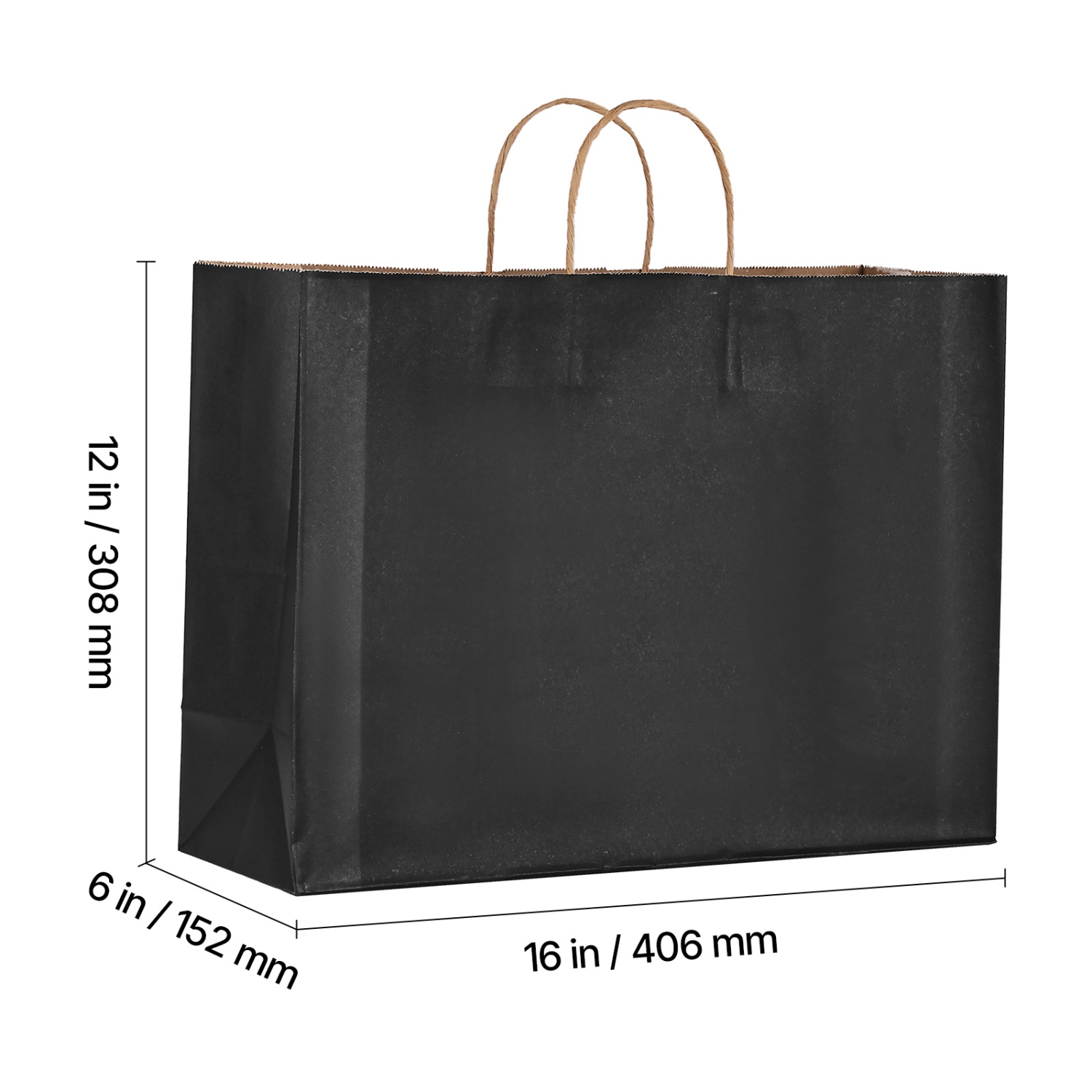 VEVOR 100Pcs Kraft Paper Bags with Handles, 16 x 6 x 12 in, Large Paper Grocery Bags, Reusable & 100% Recycled Take-Out Sacks, Plain Party Bag Bulk