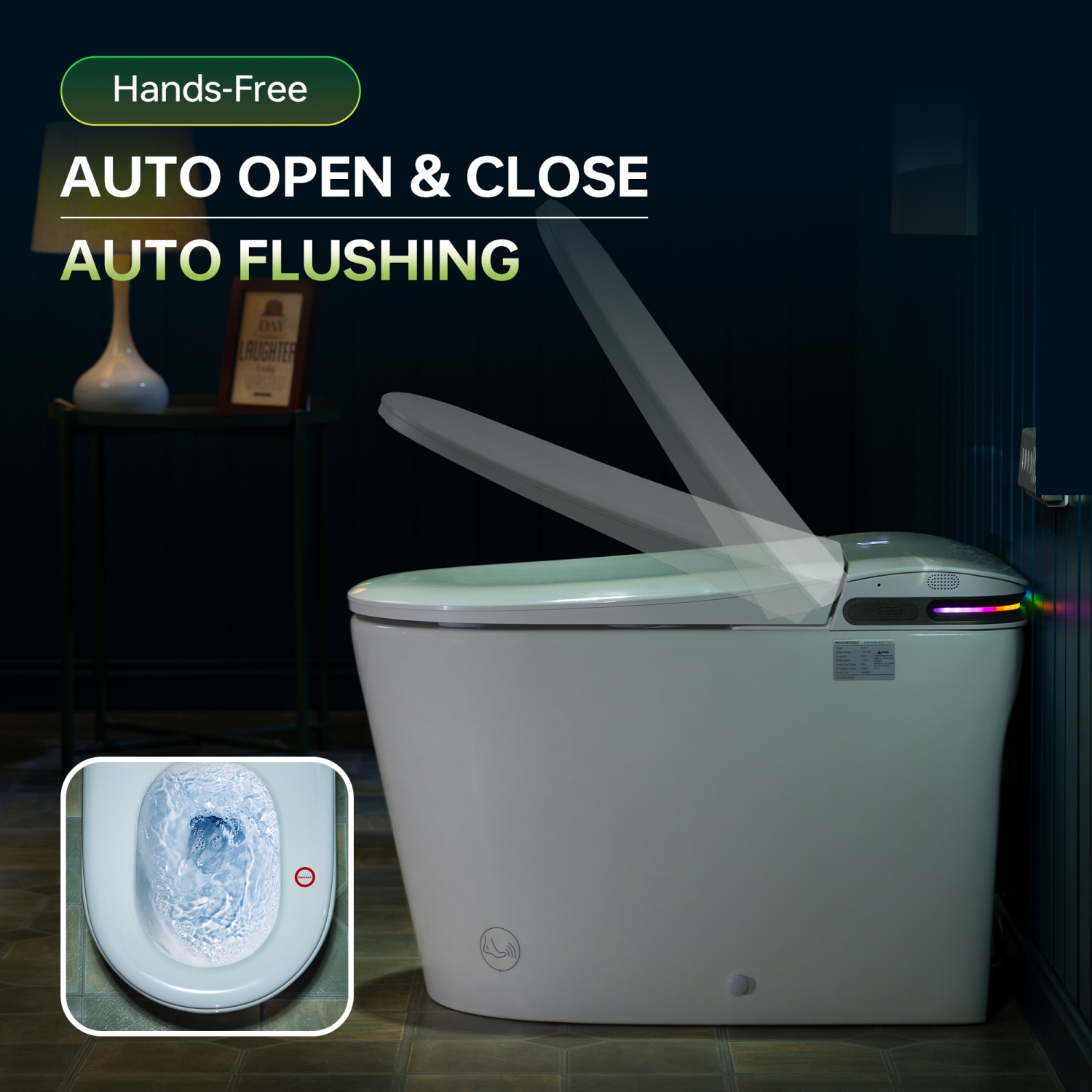 WOODBRIDGE Elongated Smart Bidet Toilet 1.28 GPF in White with Auto Open/Close,Fragrance System,UV-Sterilized Nozzle,Multi-Function Wash&Warm Air Dry