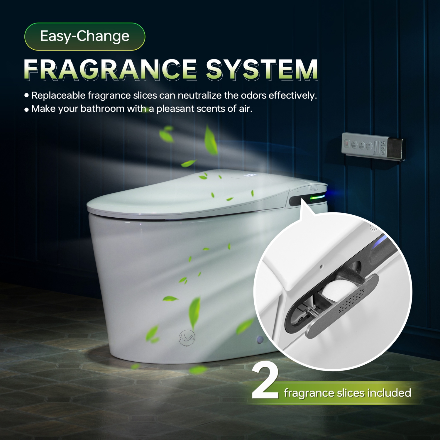 WOODBRIDGE Elongated Smart Bidet Toilet 1.28 GPF in White with Auto Open/Close,Fragrance System,UV-Sterilized Nozzle,Multi-Function Wash&Warm Air Dry