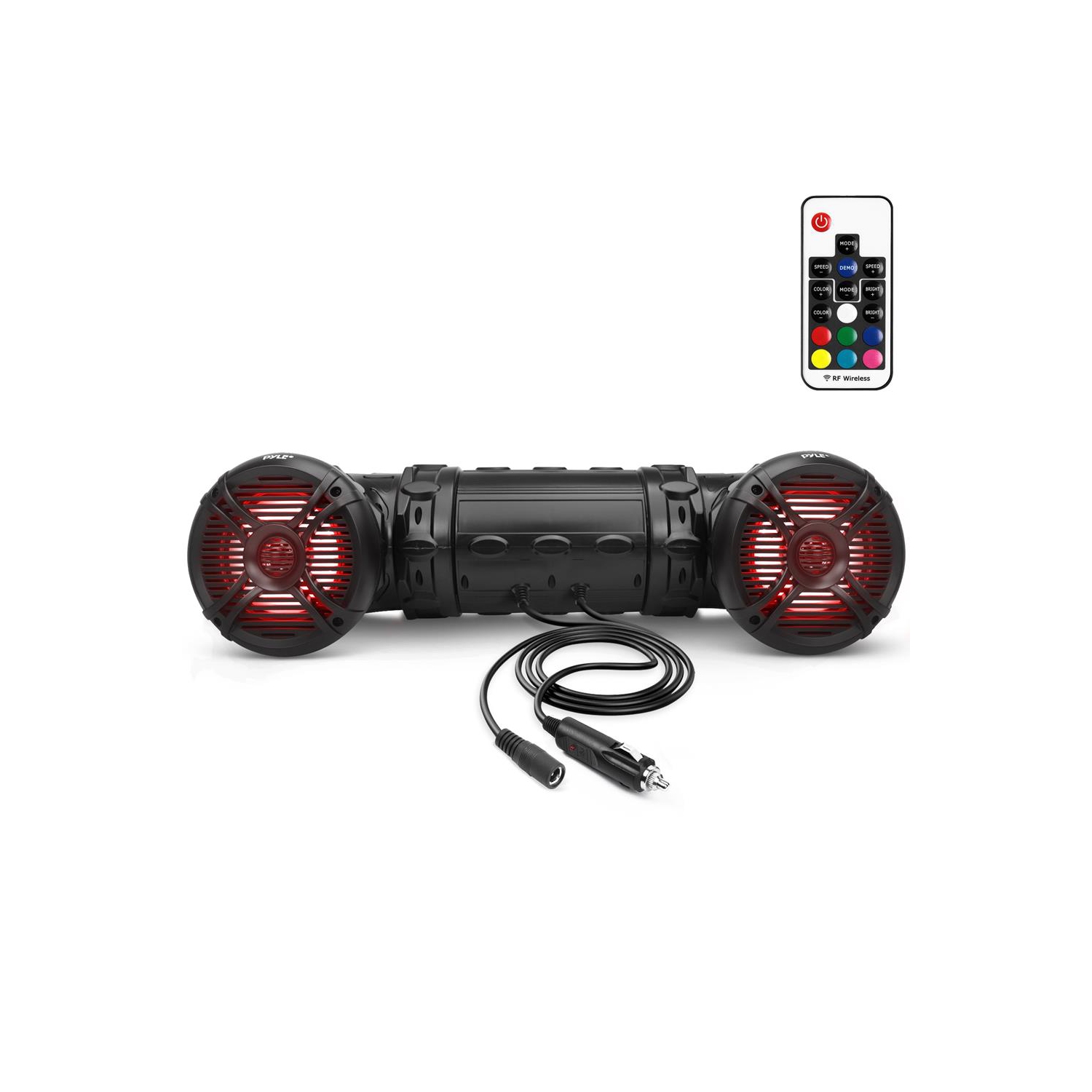 Pyle Waterproof Marine Bluetooth Speakers, 800W Amplified Sound System, 6.5", Built-in Programmable Multi-Color LEDs for ATV, UTV, Golf Cart & Marine