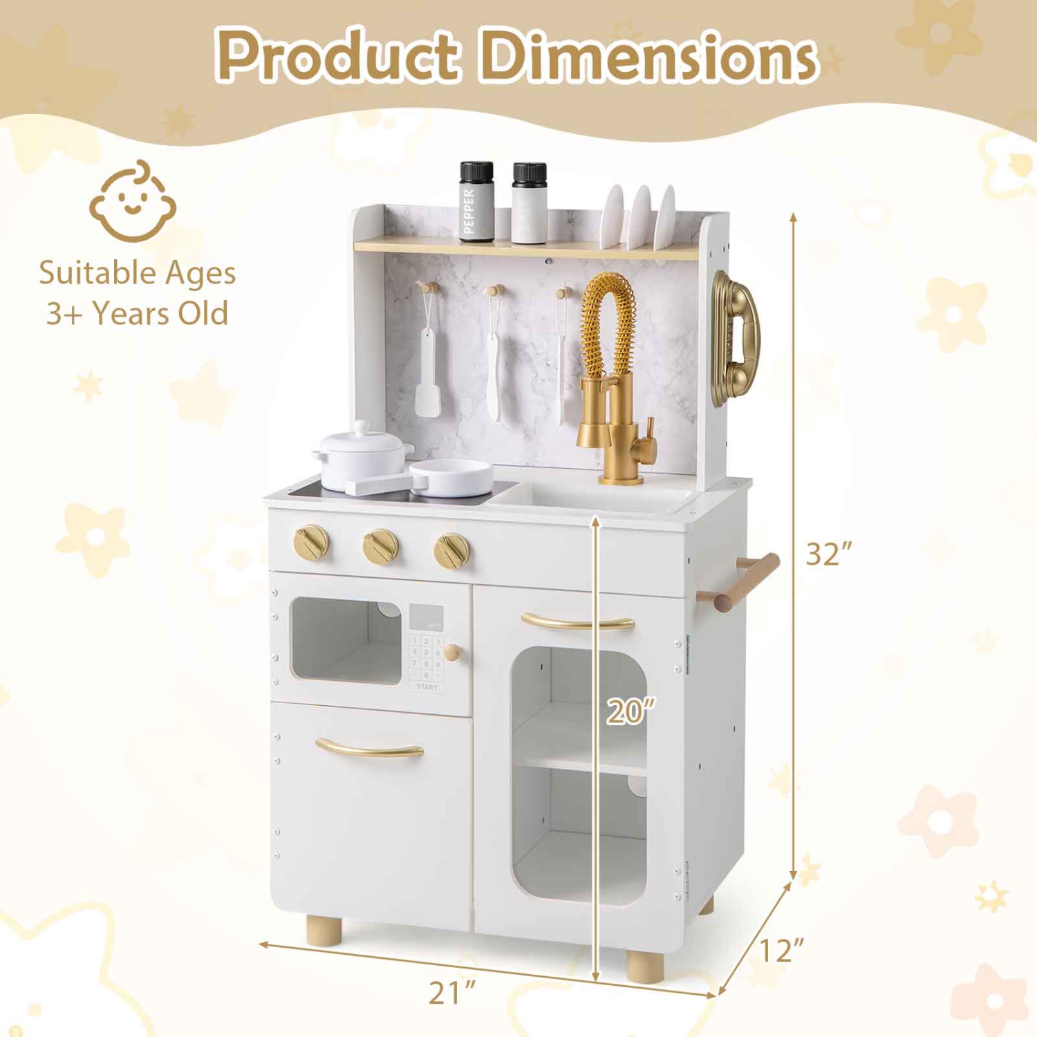 Gymax Kids Kitchen Set Pretend Play Kitchen w/ Stoves & Faucet & Sink & Telephone