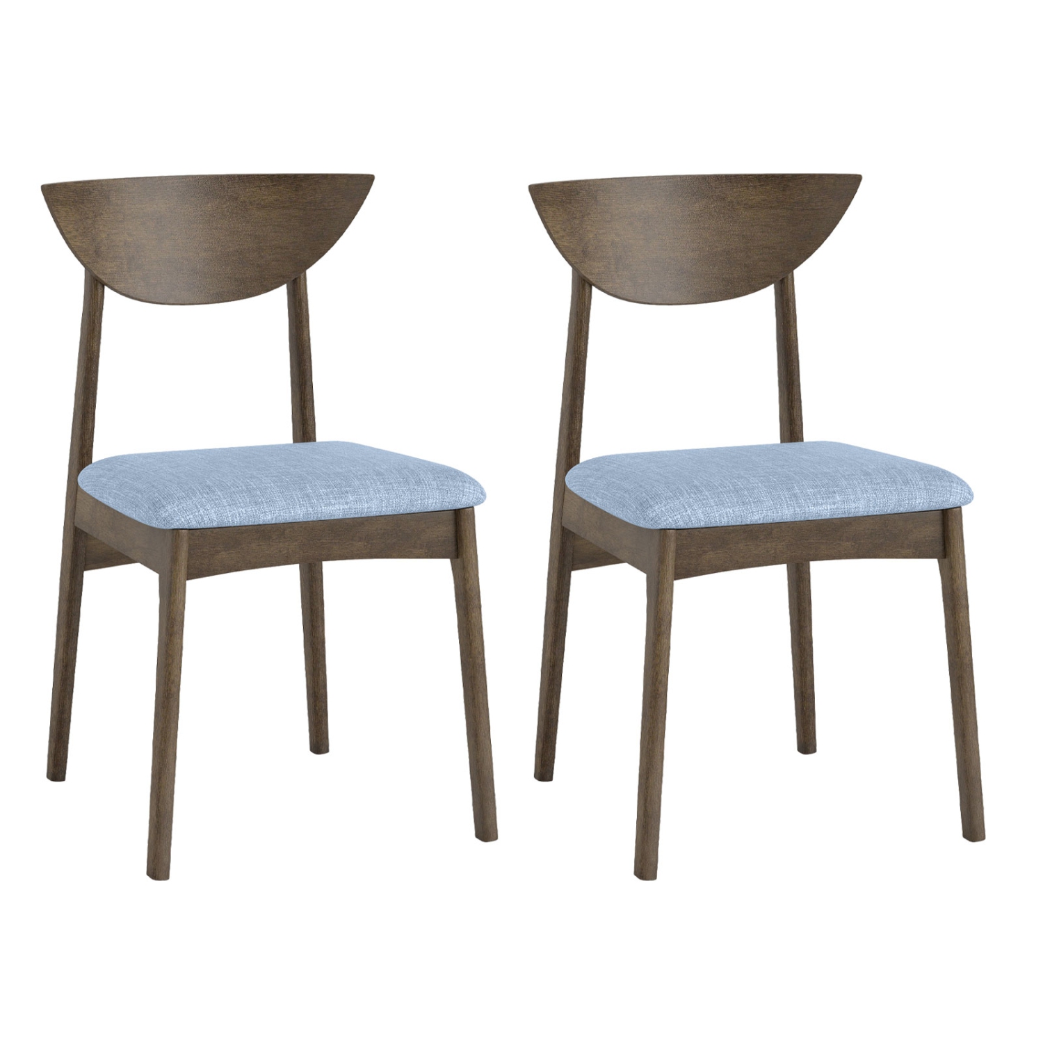 Gymax 2PCS Wooden Dining Chair Linen Fabric Upholstered Kitchen Chairs w/ Padded Seat