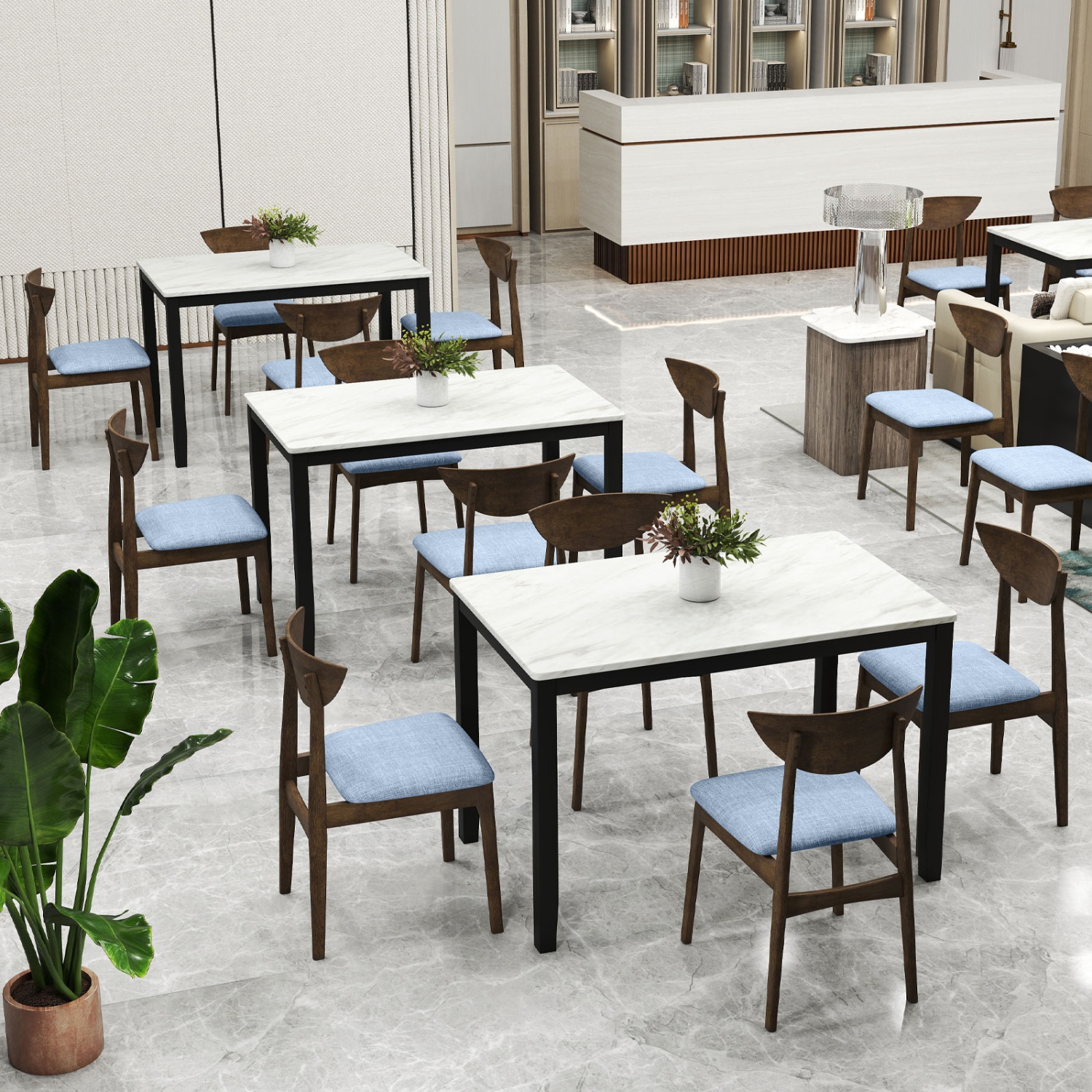 Gymax 2PCS Wooden Dining Chair Linen Fabric Upholstered Kitchen Chairs w/ Padded Seat