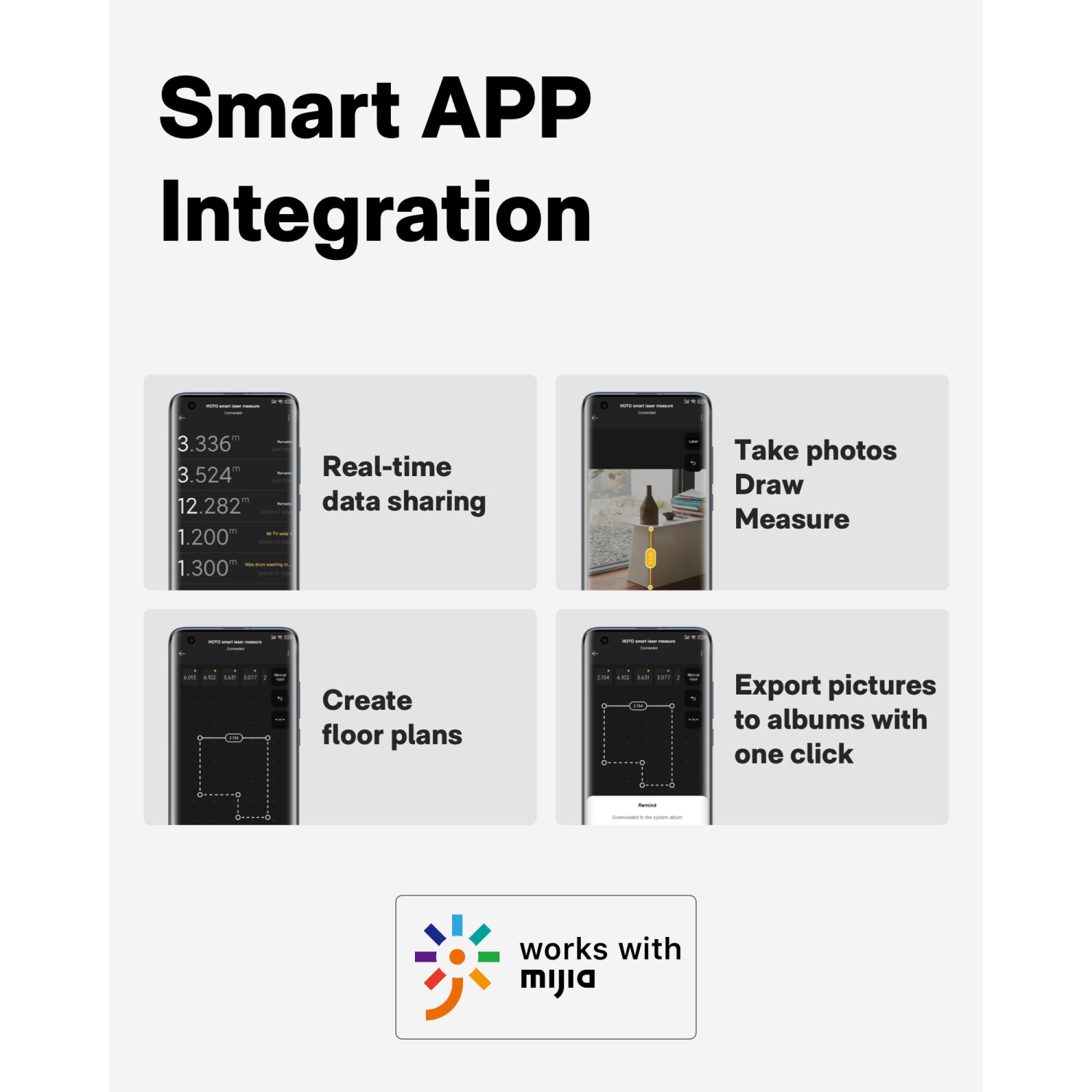Portable Laser Measurement Tool, 98ft Laser Distance Measuring Tool ±2mm Accuracy with Digital Display