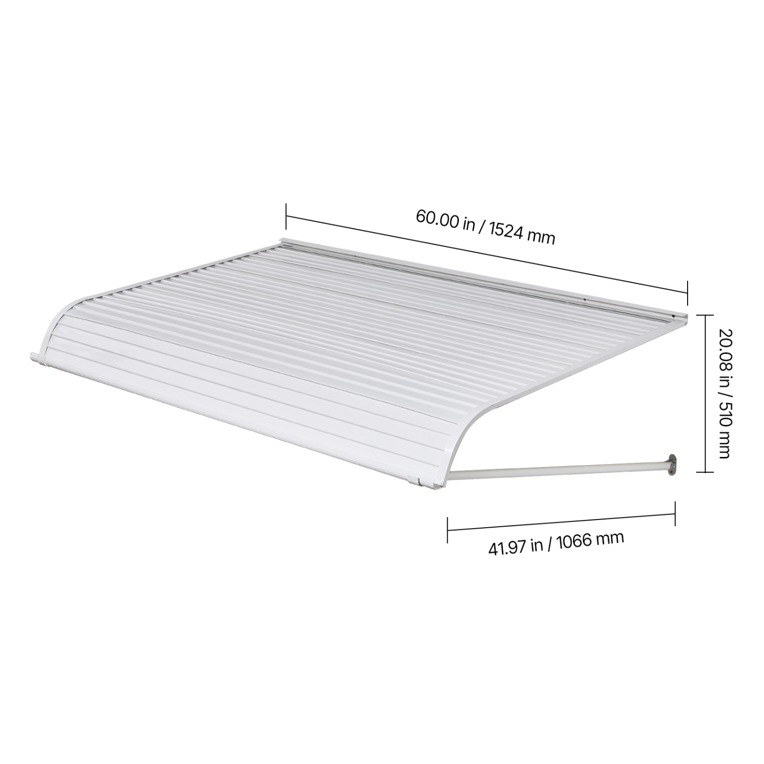 Auvent en aluminium VEVOR de 60 x 42&nbsp;po, auvent de porte durable, auvents en aluminium léger et stable pour portes Extérieur Protection contre