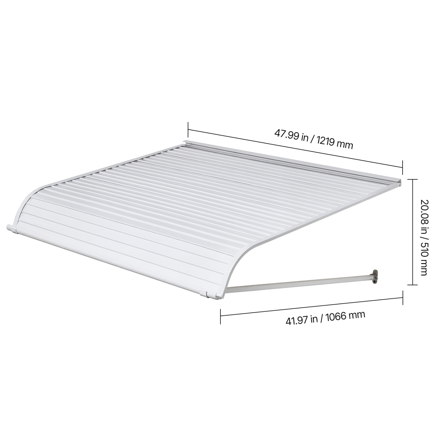 Auvent en aluminium VEVOR de 48 x 42&nbsp;po, auvent de porte durable, auvents extérieurs en aluminium léger et stable Protection contre la pluie,