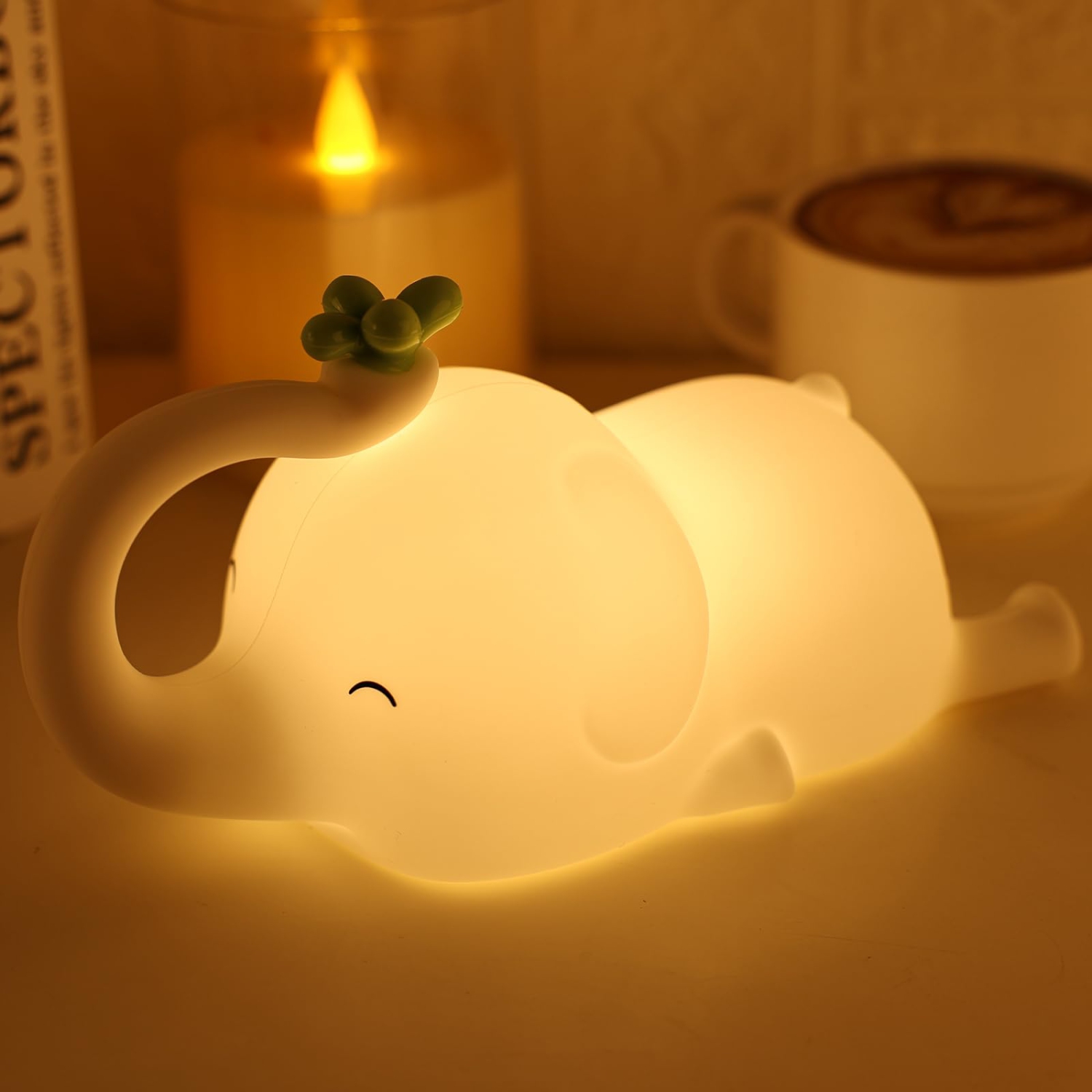 Silicone Elephant Night Light, 3-Level Dimmable LED Night Light, USB Rechargeable Touch Control, Suitable for Bedroom