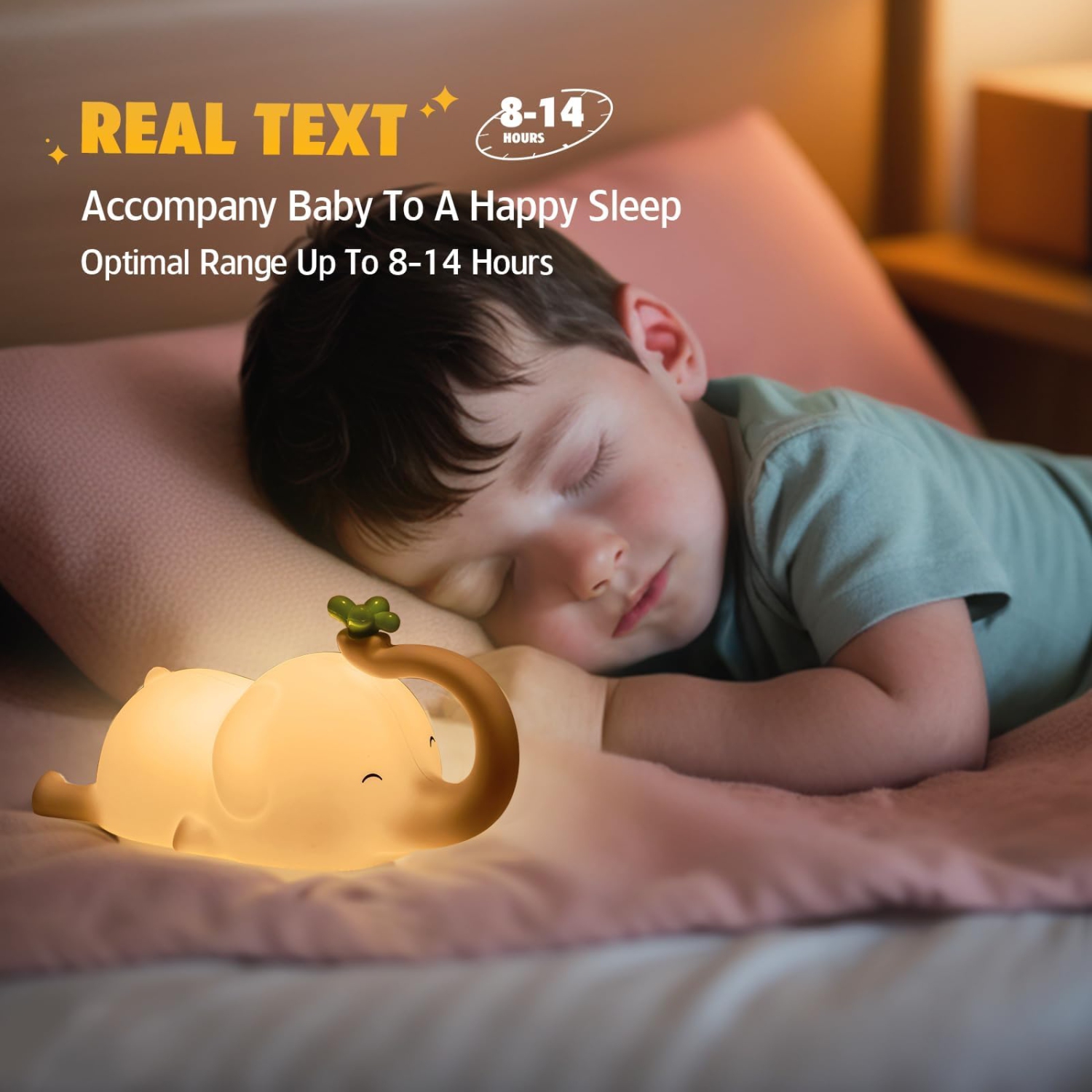 Silicone Elephant Night Light, 3-Level Dimmable LED Night Light, USB Rechargeable Touch Control, Suitable for Bedroom