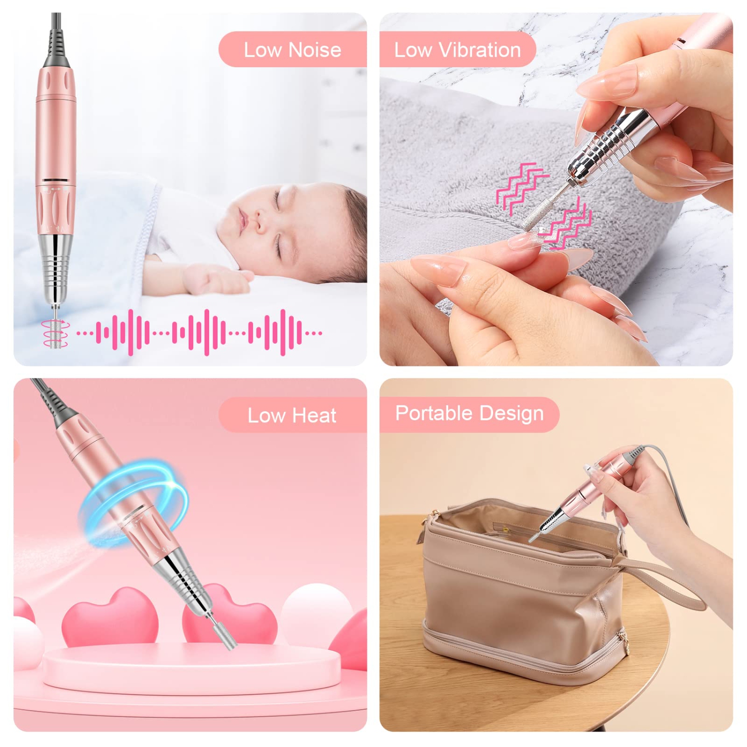 Nail Grinder, Rechargeable 35,000 RPM Nail Drill, Portable Cordless Electric Nail File Set for Manicure, Pedicure, Polishing