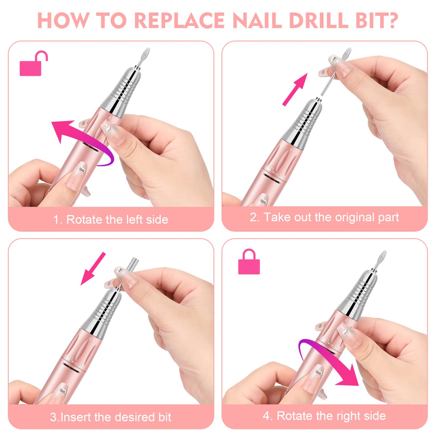 Nail Grinder, Rechargeable 35,000 RPM Nail Drill, Portable Cordless Electric Nail File Set for Manicure, Pedicure, Polishing