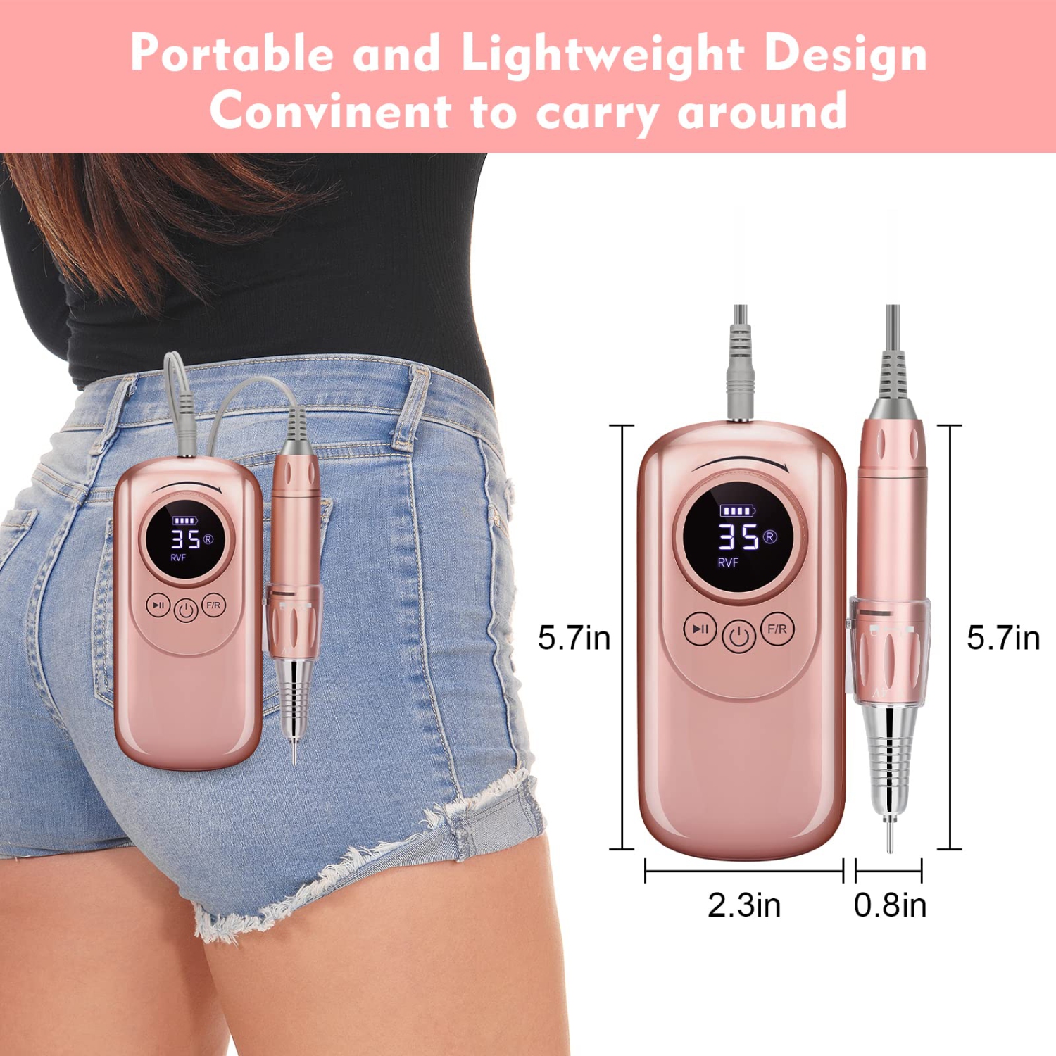 Nail Grinder, Rechargeable 35,000 RPM Nail Drill, Portable Cordless Electric Nail File Set for Manicure, Pedicure, Polishing