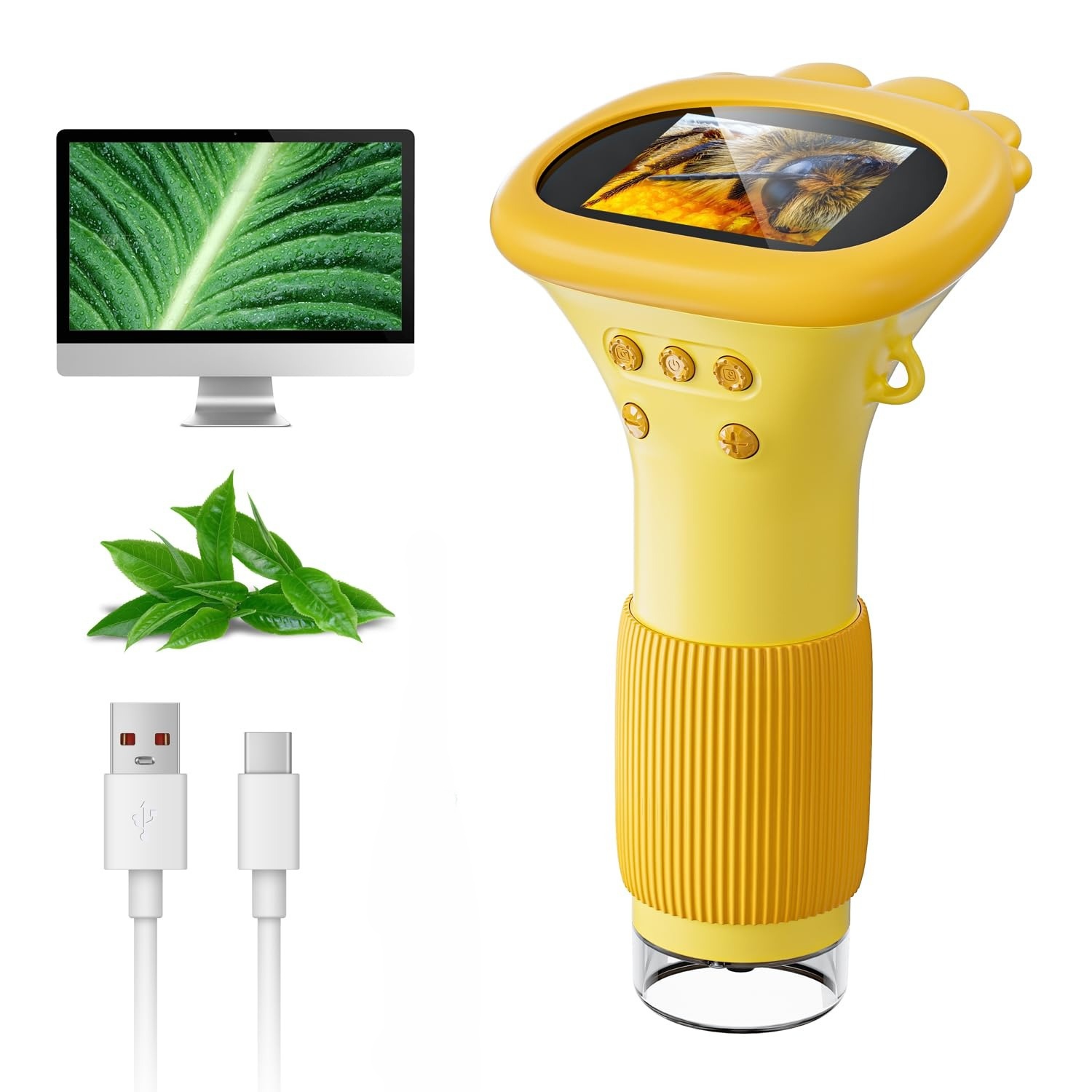 Microscope pour enfants, mini caméra mini-microscope USB portative avec écran IPS de 2&nbsp;po, microscope numérique portatif 1000x, compatible PC