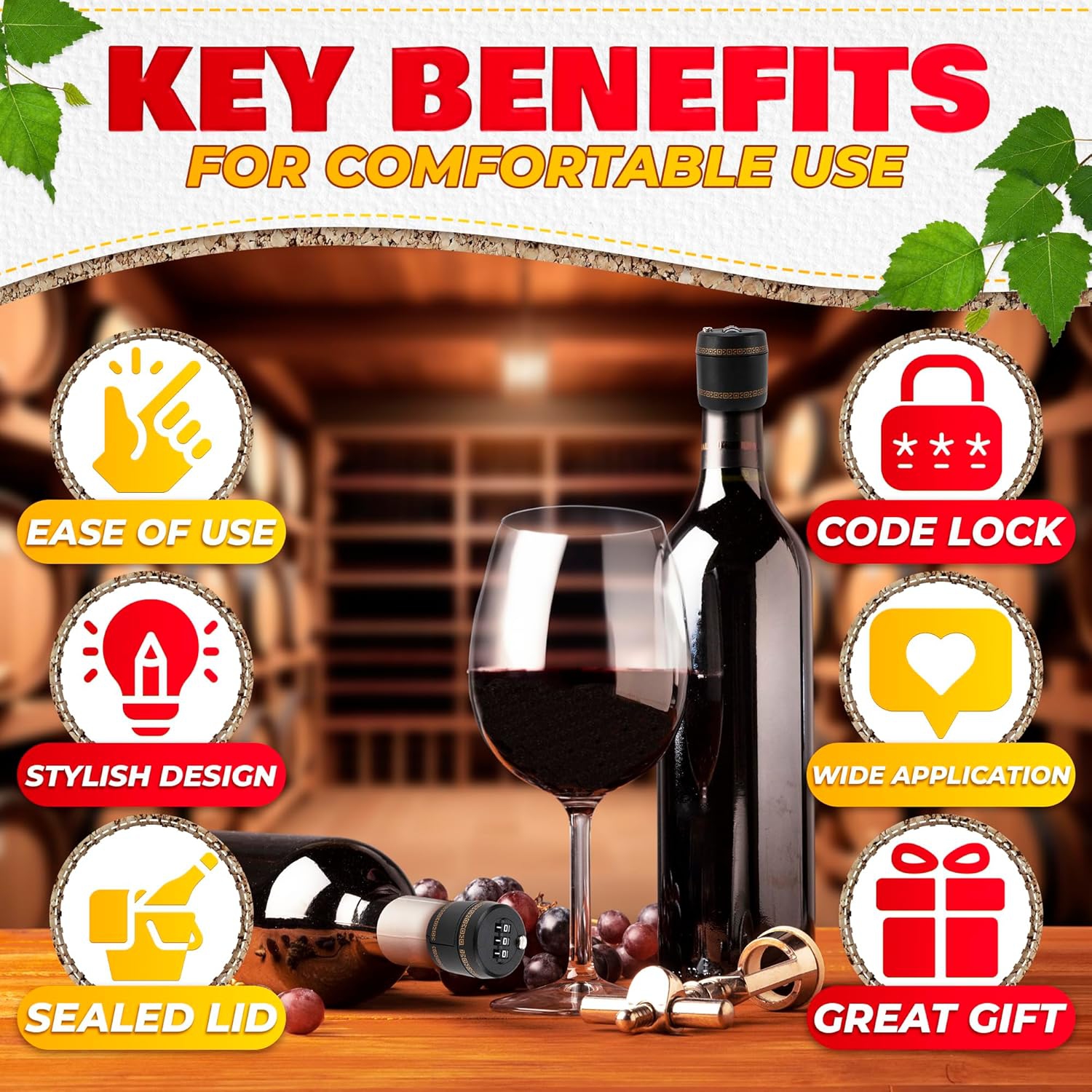 3PCS Wine Bottle Lock Cap,Soda Lock Cap Liquor Bottle Locking Caps,Password Bottle Security Cap Locks,Plastic Wine Bottle Tops Drink Lock