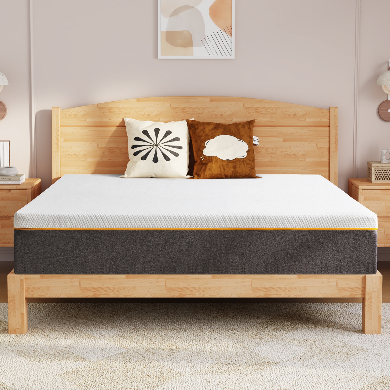 Twolike 8" Cool Basic Memory Foam Mattress, Fiberglass-Free, Medium-Touch, Cool Airflow Memory Foam, Mattress In A Box - Queen