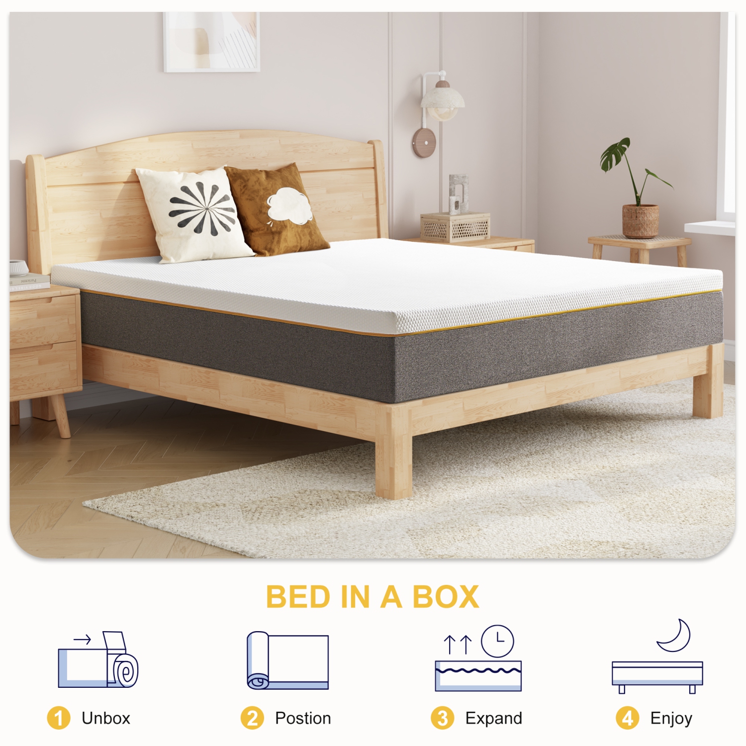 Twolike 8" Cool Basic Memory Foam Mattress, Fiberglass-Free, Medium-Touch, Cool Airflow Memory Foam, Mattress In A Box - Twin (Single)