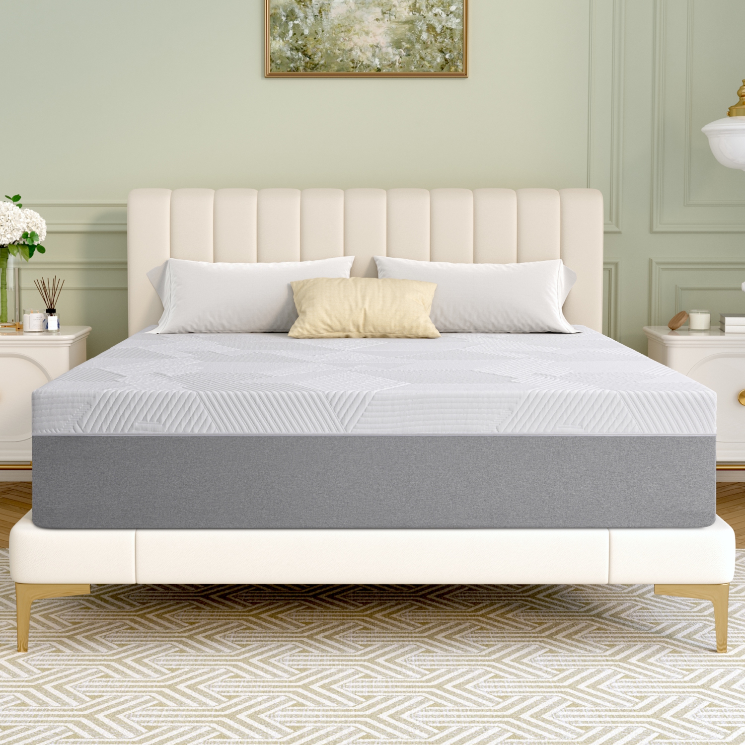 Matelas en mousse à mémoire en gel 6&nbsp;po mi-ferme Twolike, sans fibre de verre, mousse haut de gamme perméable à l'air, matelas compressé,