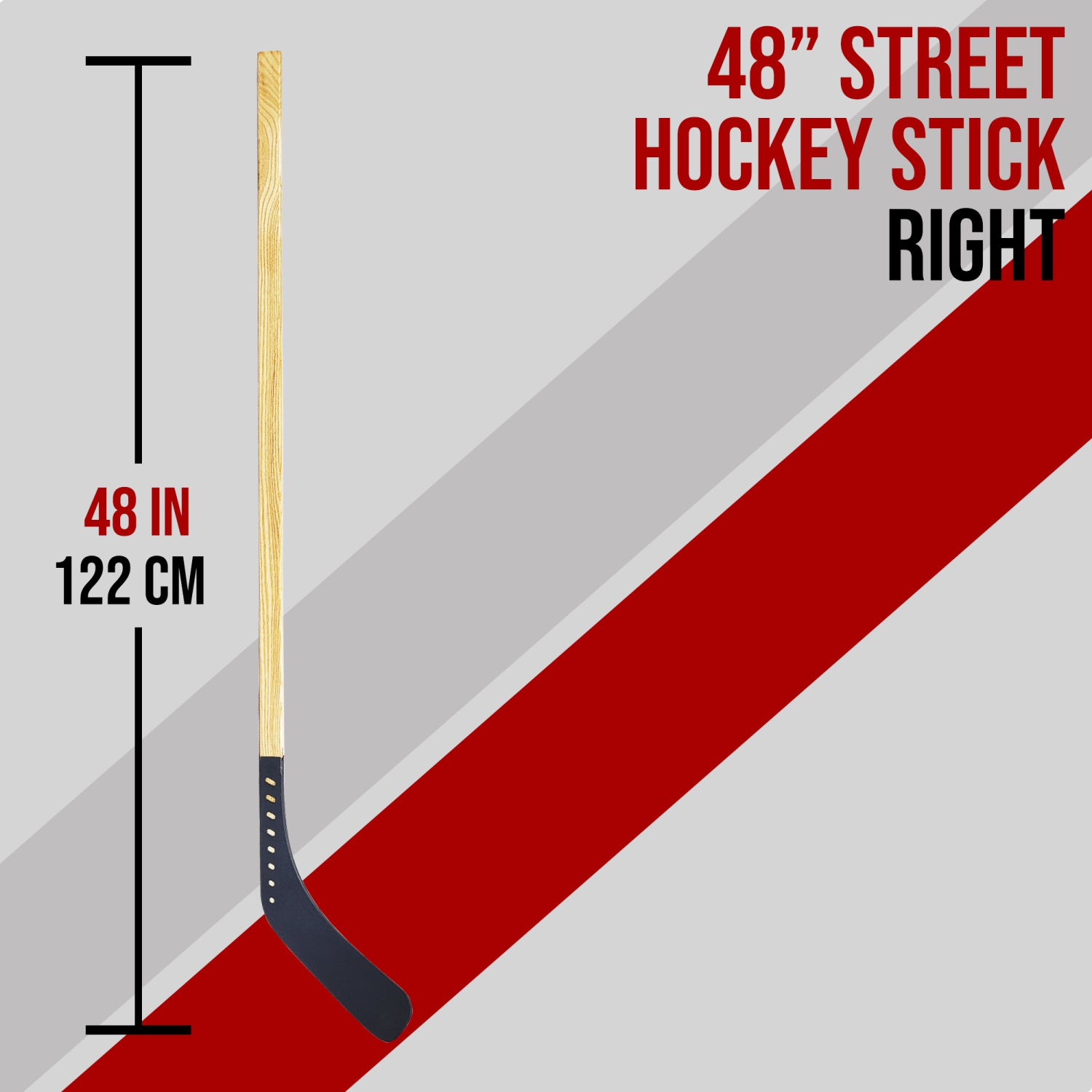 PRISP Fused Street Hockey Stick - Wood Shaft and Fused Plastic Blade; 40" 48" 52" 57" - Made in Canada