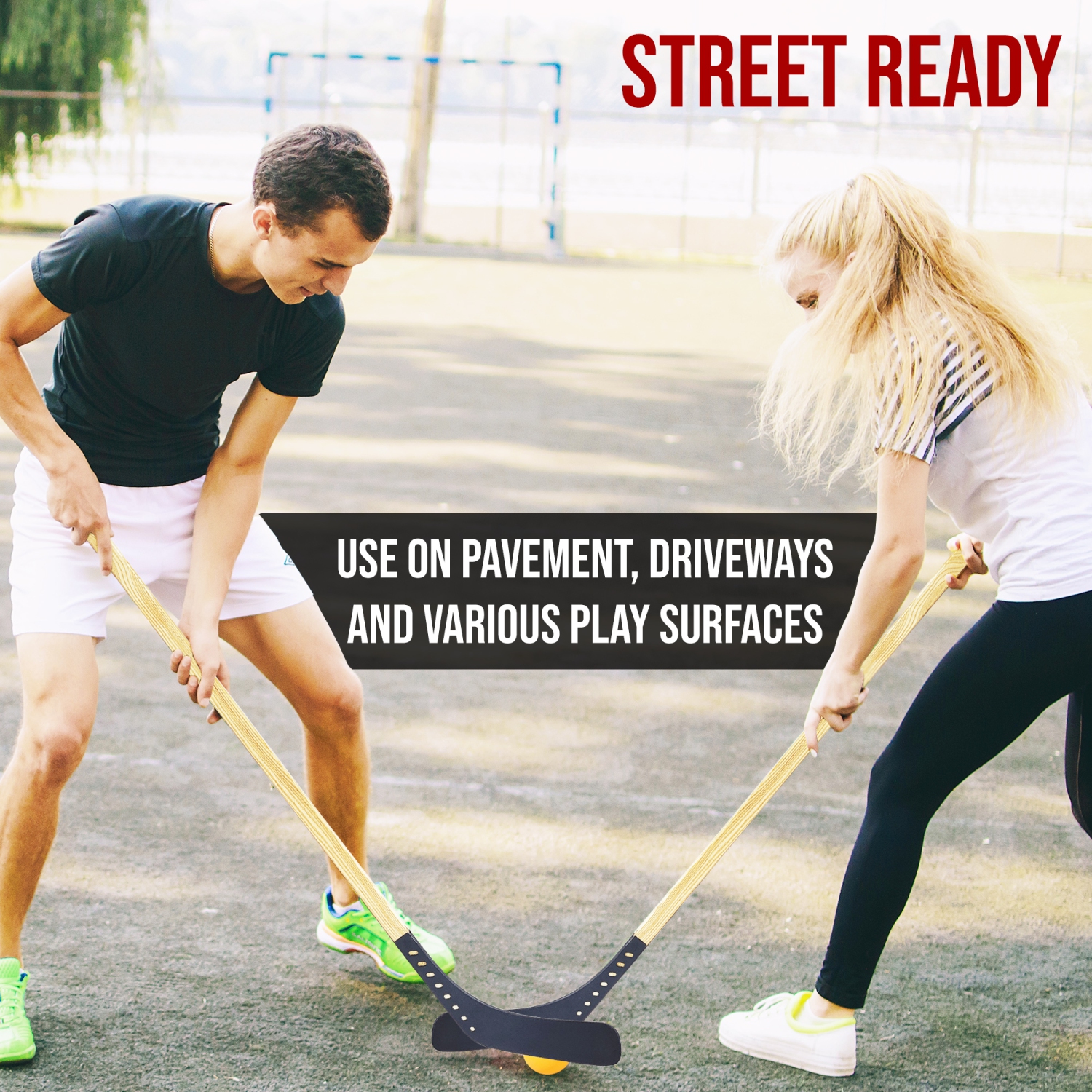 PRISP Fused Street Hockey Stick - Wood Shaft and Fused Plastic Blade; 40" 48" 52" 57" - Made in Canada