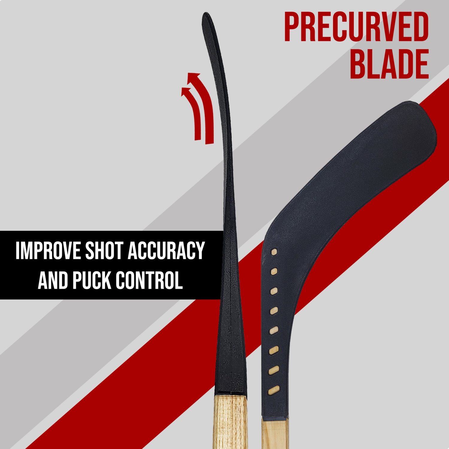 PRISP Fused Street Hockey Stick - Wood Shaft and Fused Plastic Blade; 40" 48" 52" 57" - Made in Canada