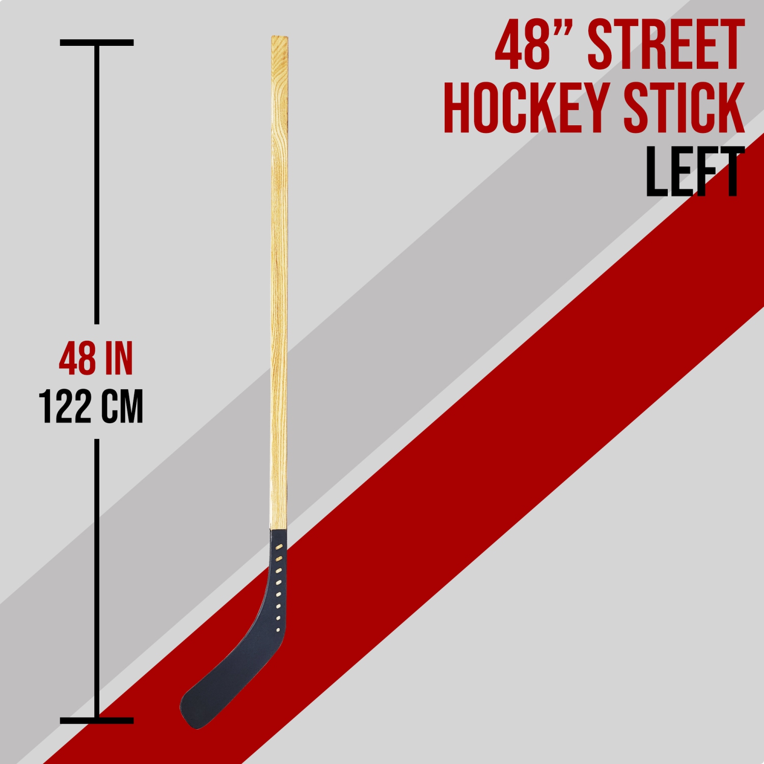 Bâton de hockey de ruelle Fused de PRISP - tige en bois et lame en plastique fusionné; 40&nbsp;po 48&nbsp;po 52&nbsp;po 57&nbsp;po - fabriqué au