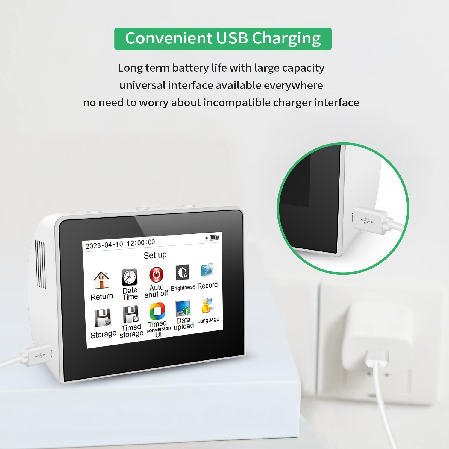 Blood Oxygen Monitor | 3.5-inch color screen | Real-time monitoring of blood oxygen, temperature, and humidity| Data storage| 3000mAh battery |