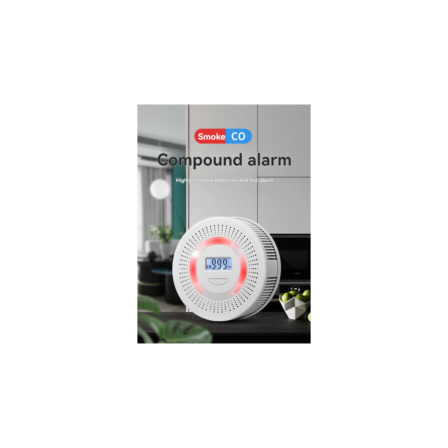 2-in-1 Smoke and Carbon Monoxide Alarm | 90dB Audible and Visual Alarm | Battery-Powered Smoke Alarm | Smoke Alarm | Carbon Monoxide Alarm | A safety