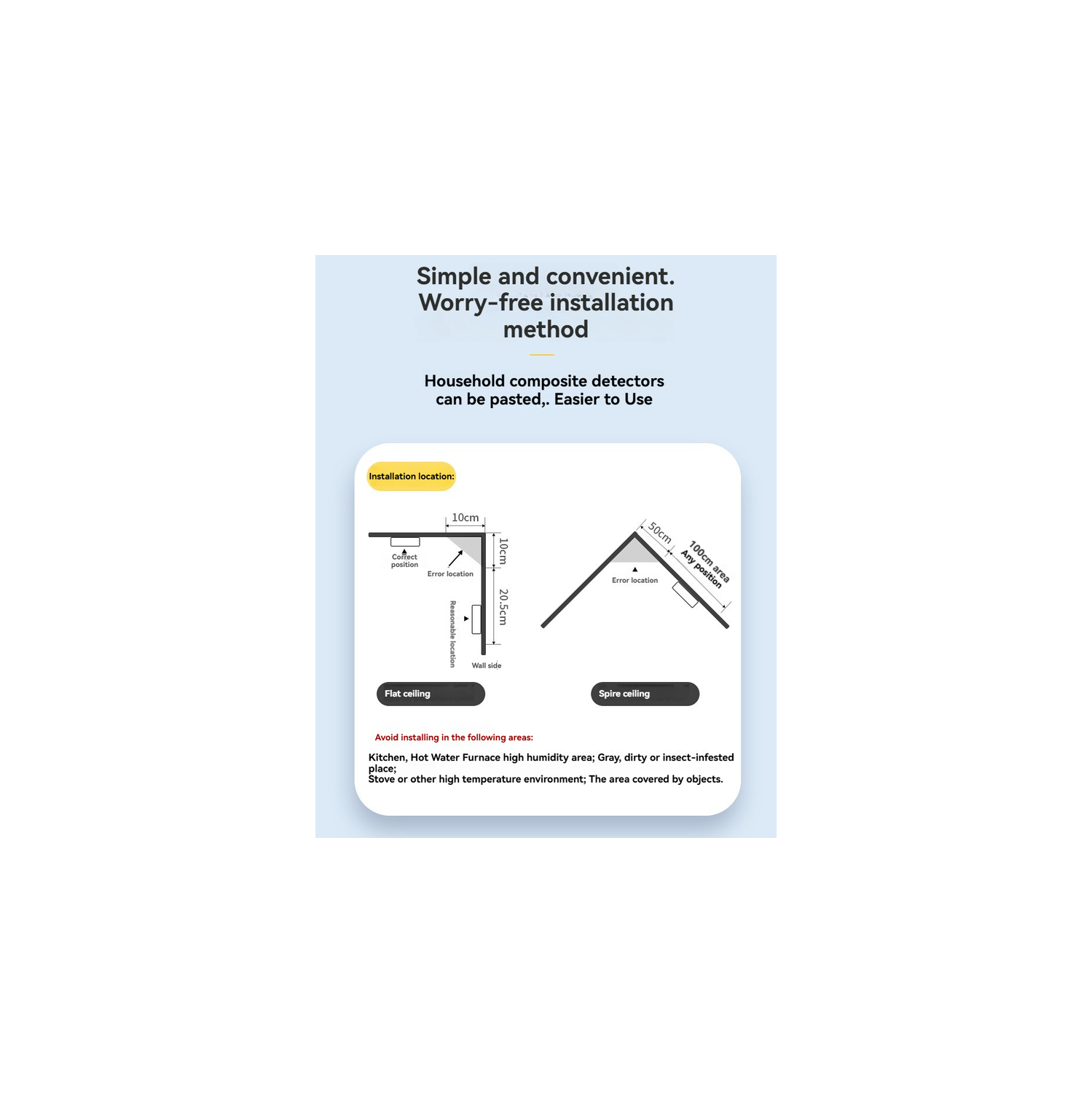 2-in-1 Smoke and Carbon Monoxide Alarm | 90dB Audible and Visual Alarm | Battery-Powered Smoke Alarm | Smoke Alarm | Carbon Monoxide Alarm | A safety