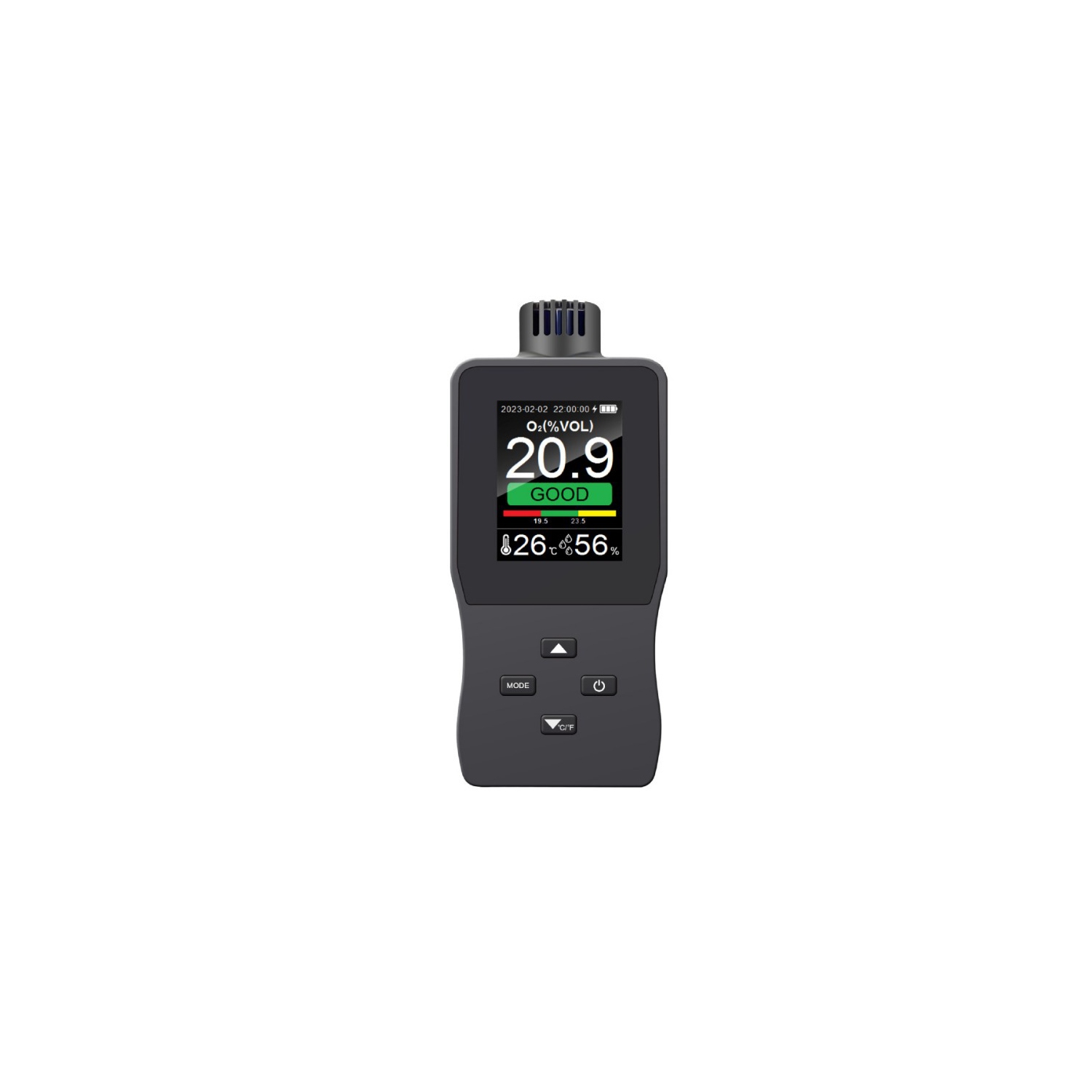Oxygen monitor | 2.8-inch color screen | Real-time O2/temperature and humidity monitoring | Data storage | 2500mAh battery | Lightweight and portable