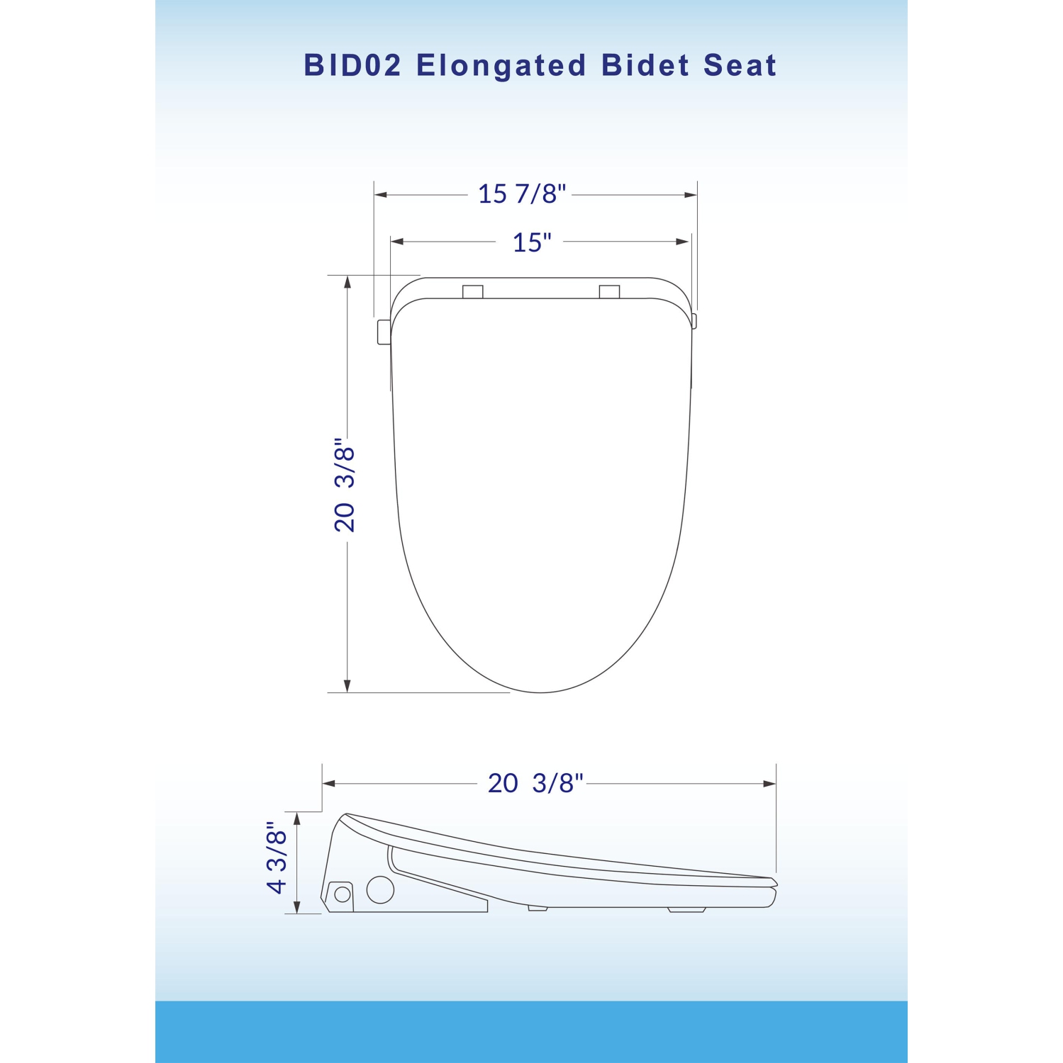 Siège de toilette allongé Smart Bidet WOODBRIDGE, autonettoyage électronique avancé, couvercle SoftClose, désodorisation automatique