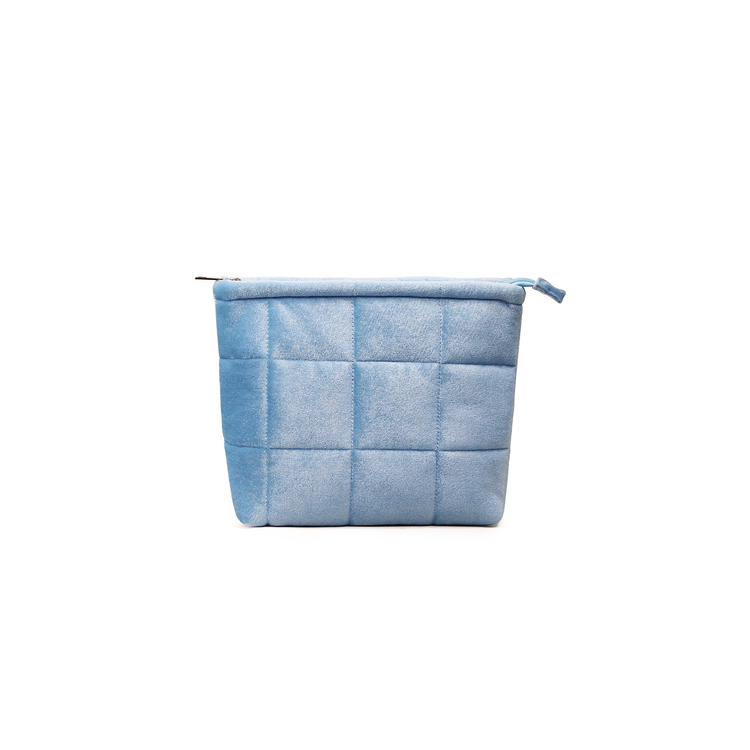 Sac à cosmétiques, sac de rangement matelassé portatif grande capacité, sac de toilette de voyage - bleu